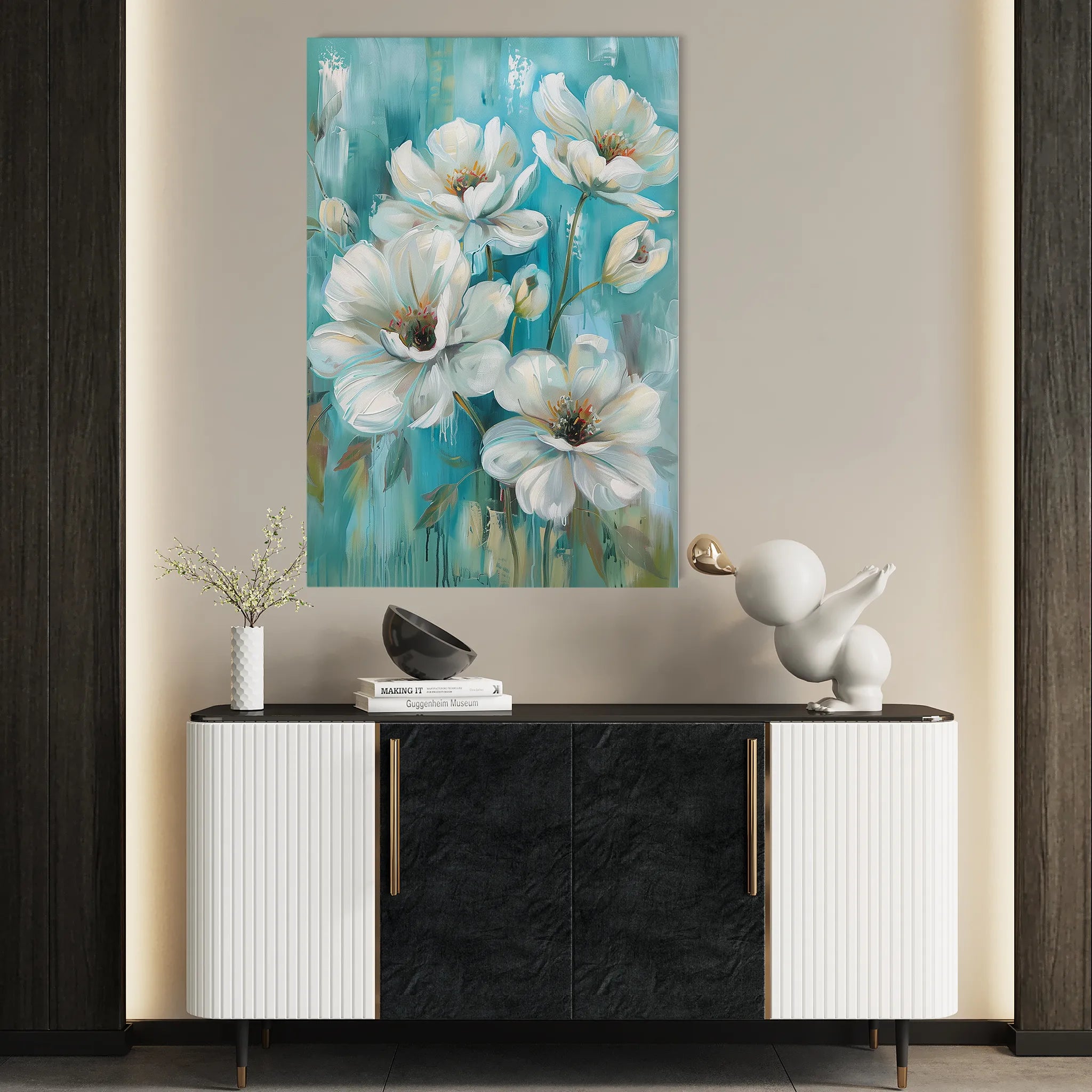 Floral 339 Canvas Art 18" x 24" / 45 x 60 cm / Black