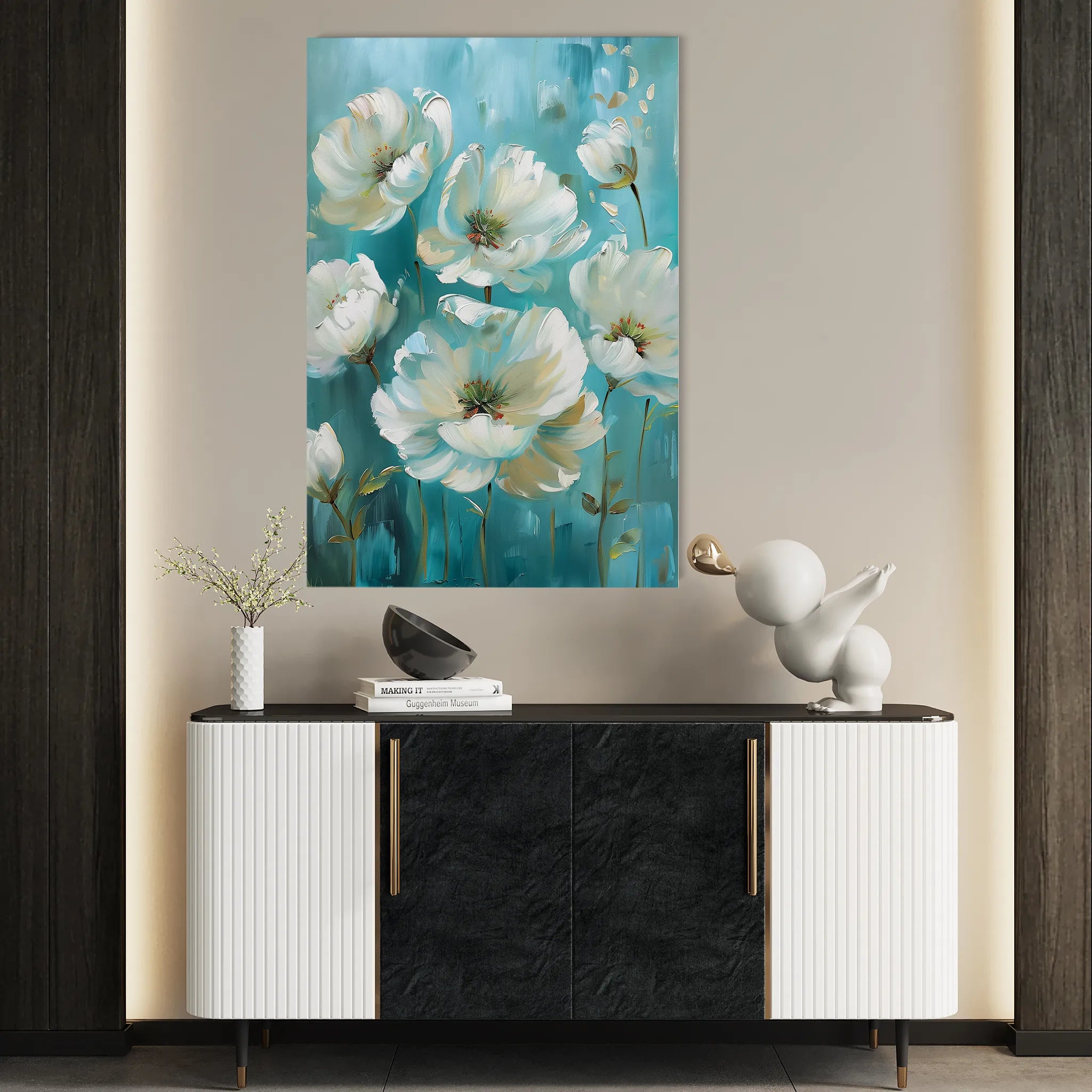 Floral 340 Canvas Art 18" x 24" / 45 x 60 cm / Black