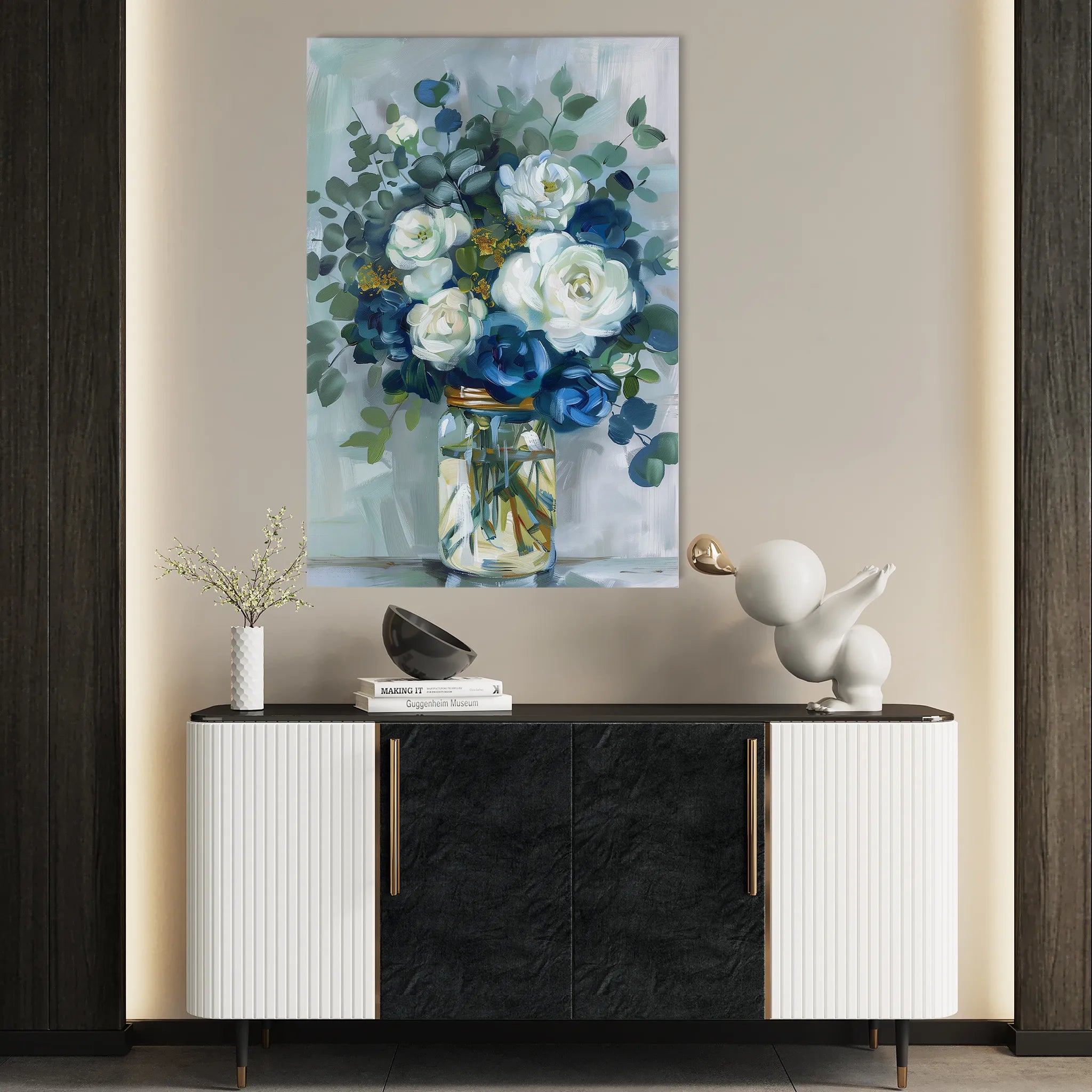 Floral 342 Canvas Art 18" x 24" / 45 x 60 cm / Black