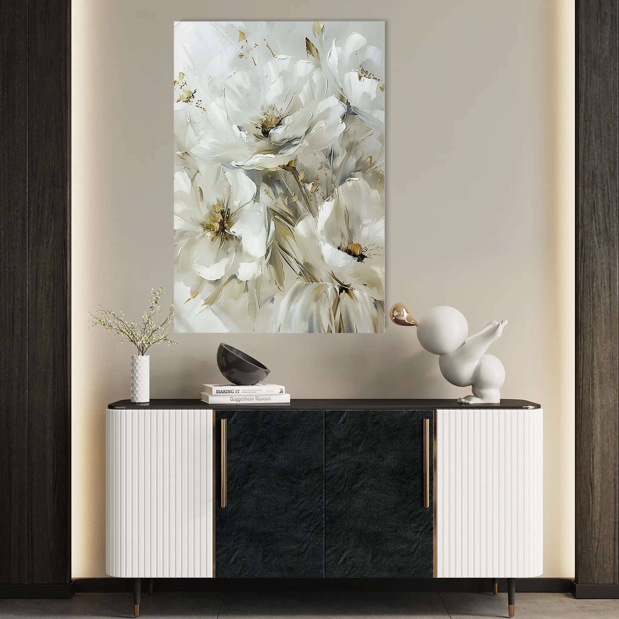Floral 343 Canvas Art 18" x 24" / 45 x 60 cm / Black