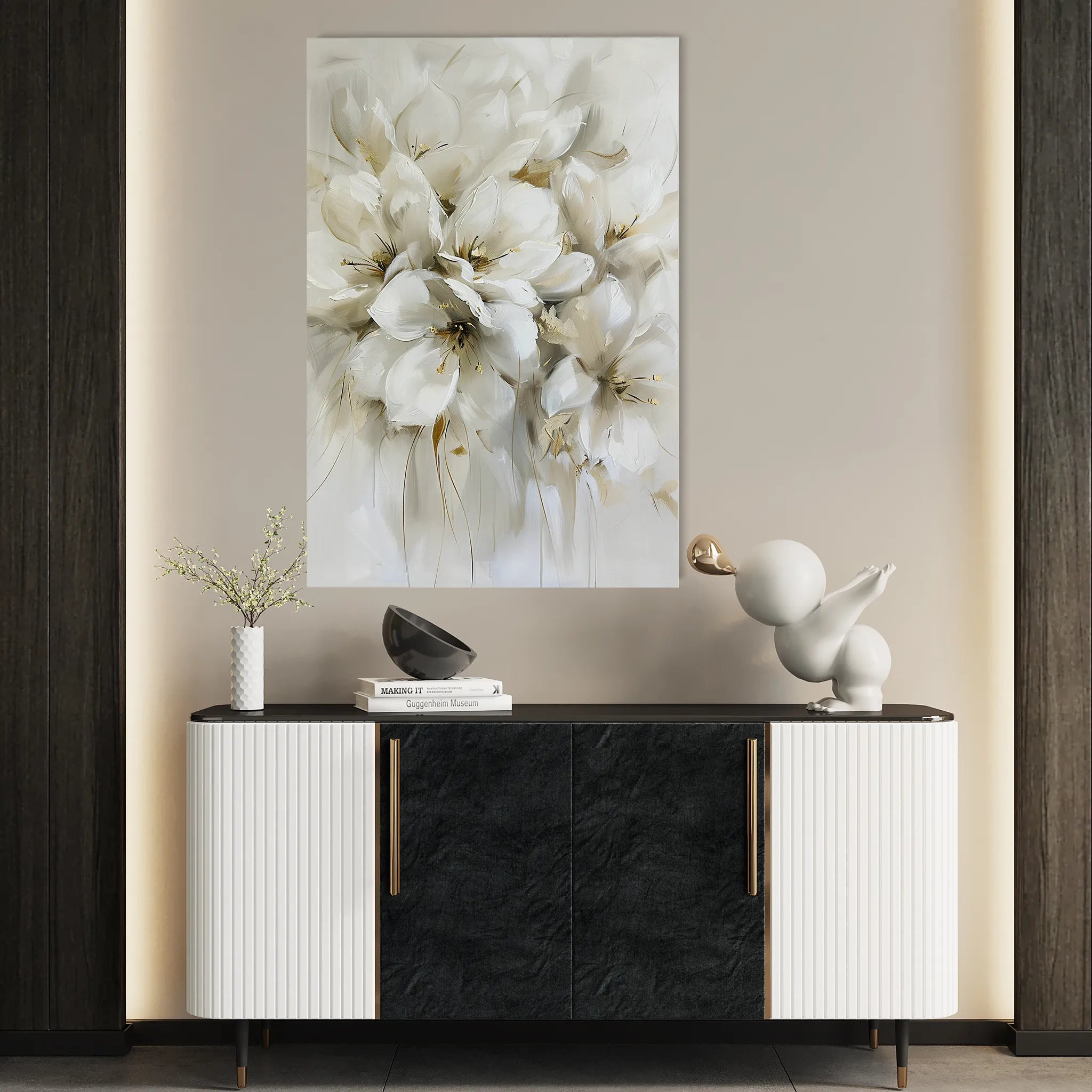 Floral 344 Canvas Art 18" x 24" / 45 x 60 cm / Black