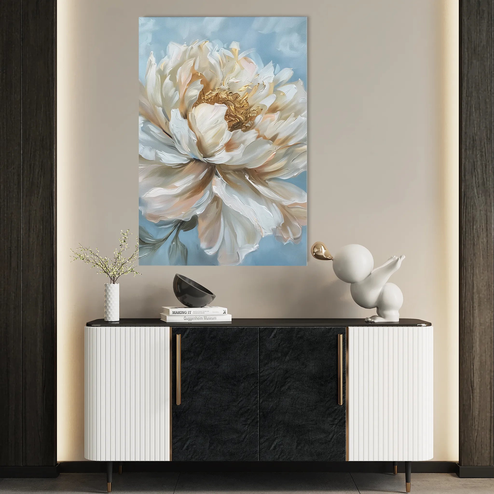 Floral 345 Canvas Art 18" x 24" / 45 x 60 cm / Black