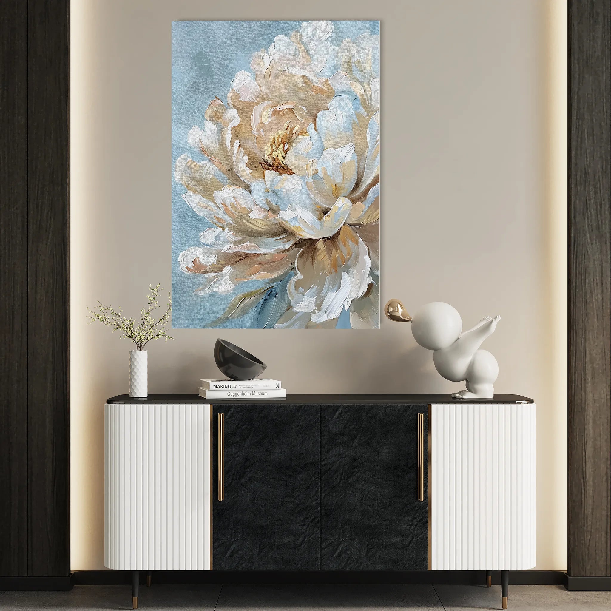 Floral 346 Canvas Art 18" x 24" / 45 x 60 cm / Black