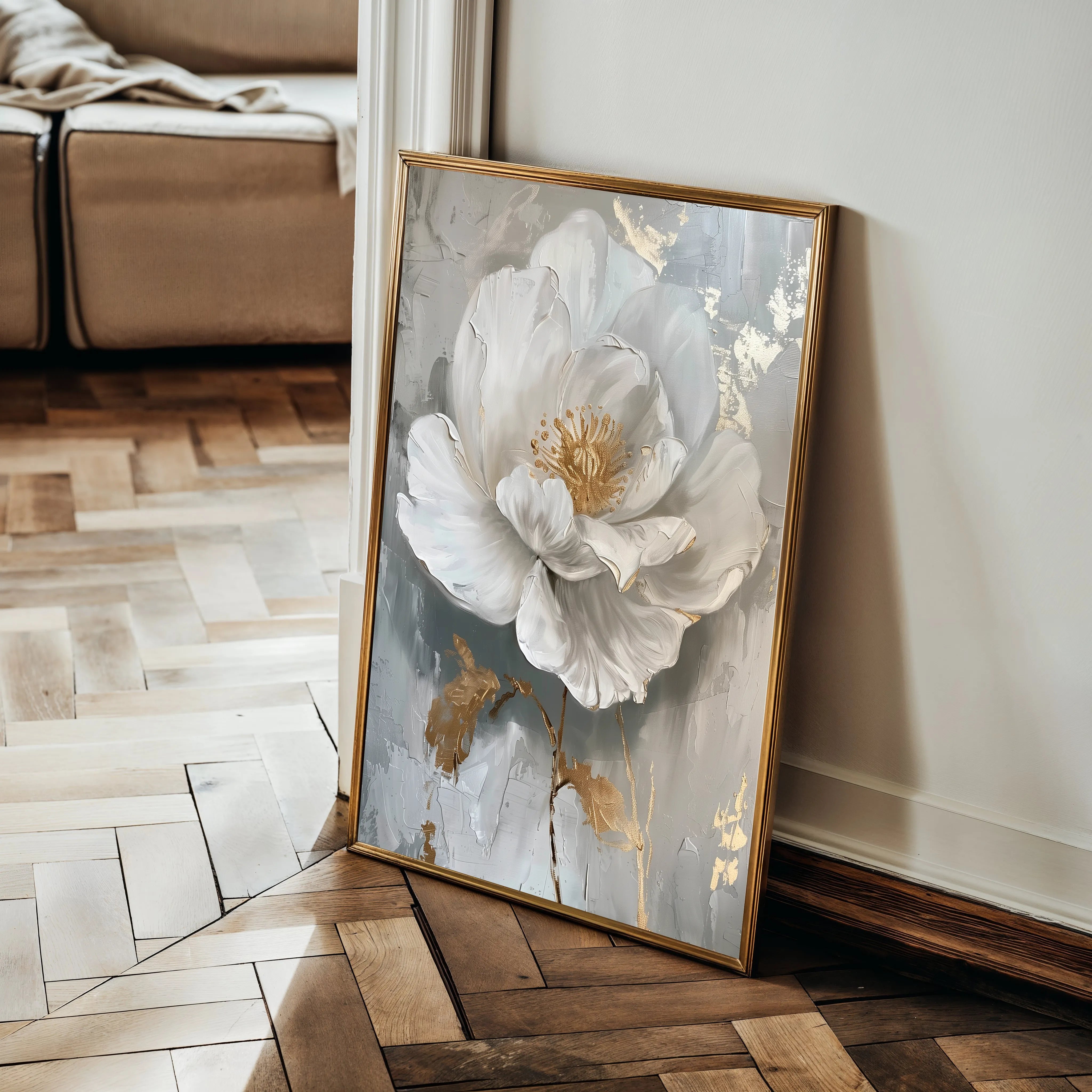 Floral 348 Canvas Art 18" x 24" / 45 x 60 cm / Black