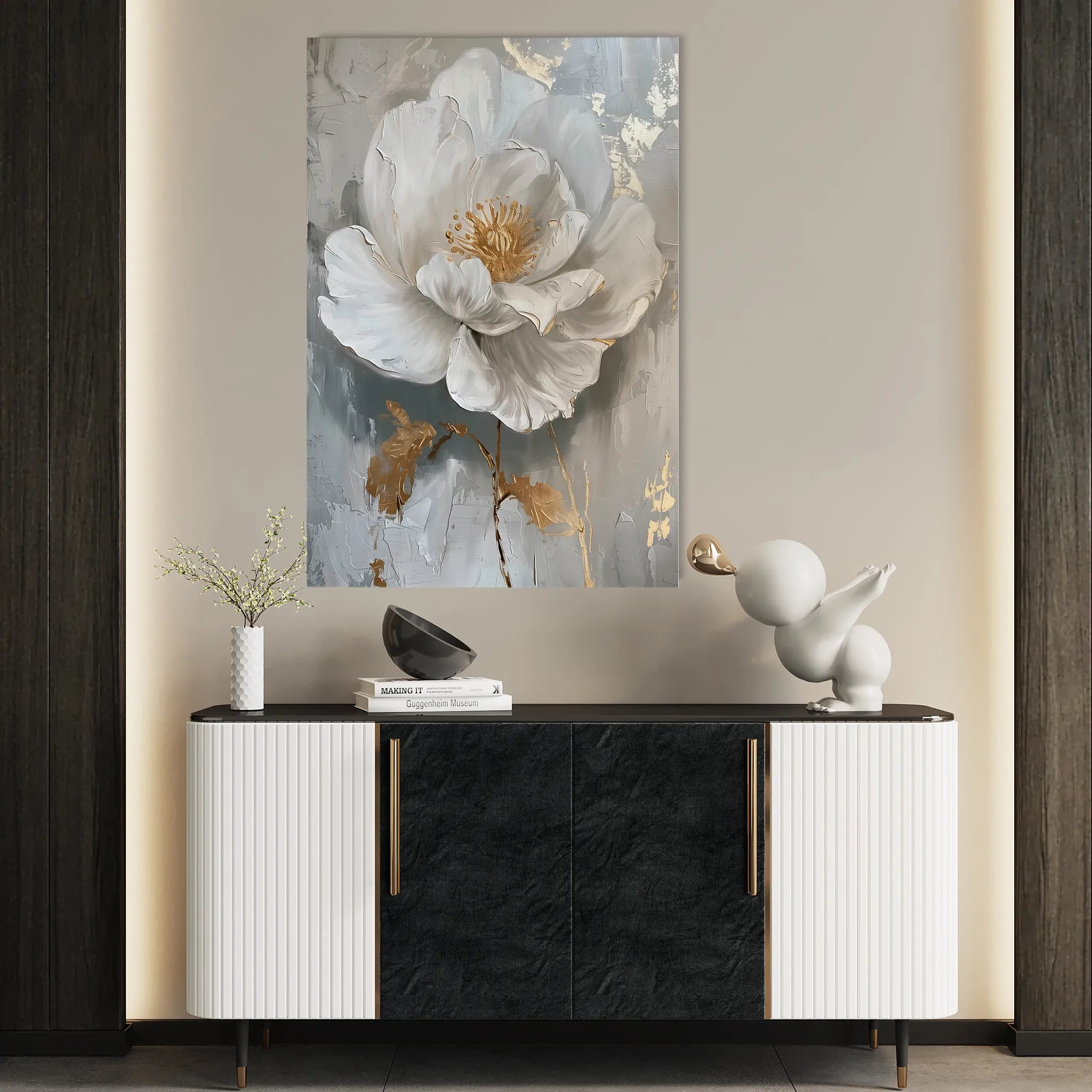 Floral 348 Canvas Art 18" x 24" / 45 x 60 cm / Black