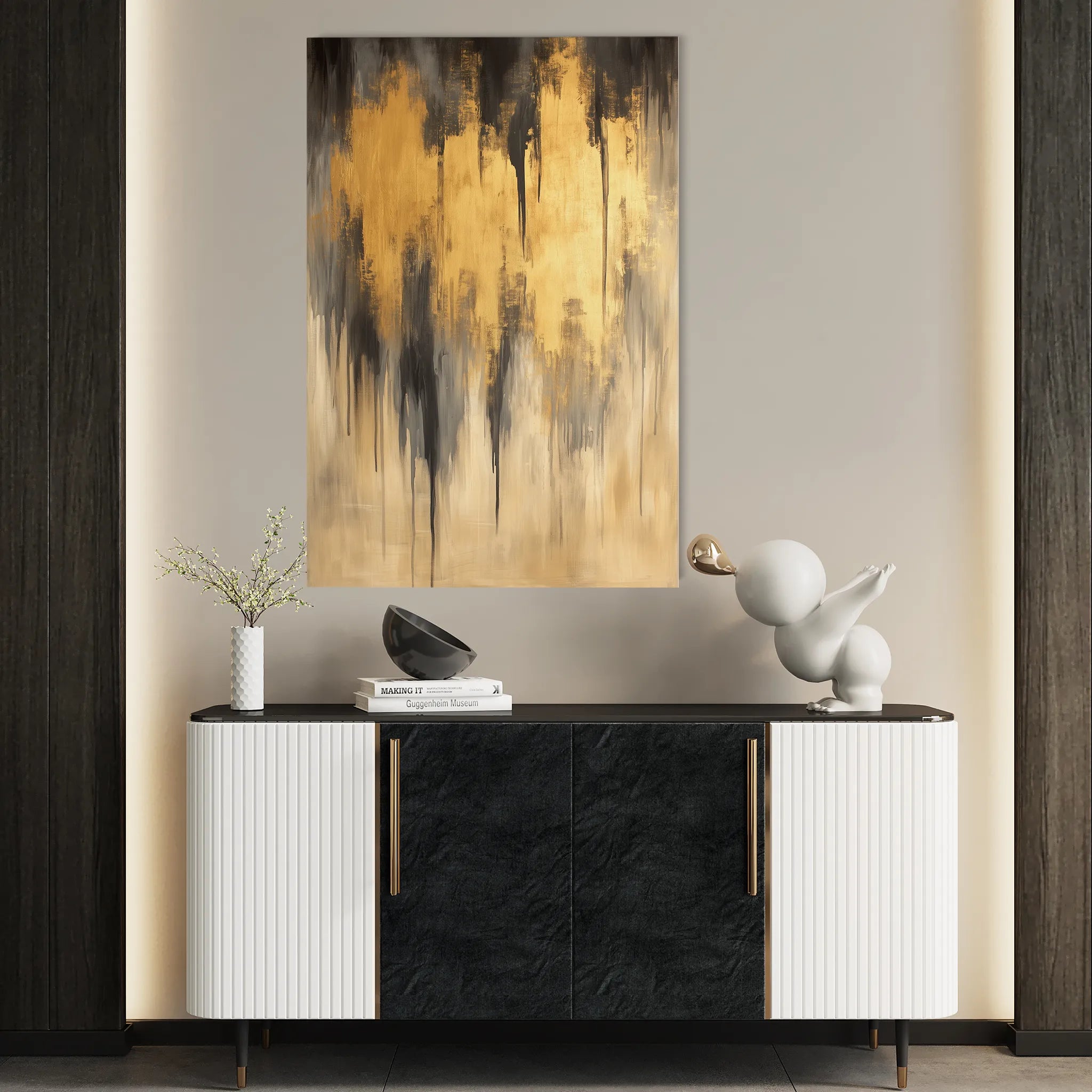 Abstract 350 Canvas Art 18" x 24" / 45 x 60 cm / Black