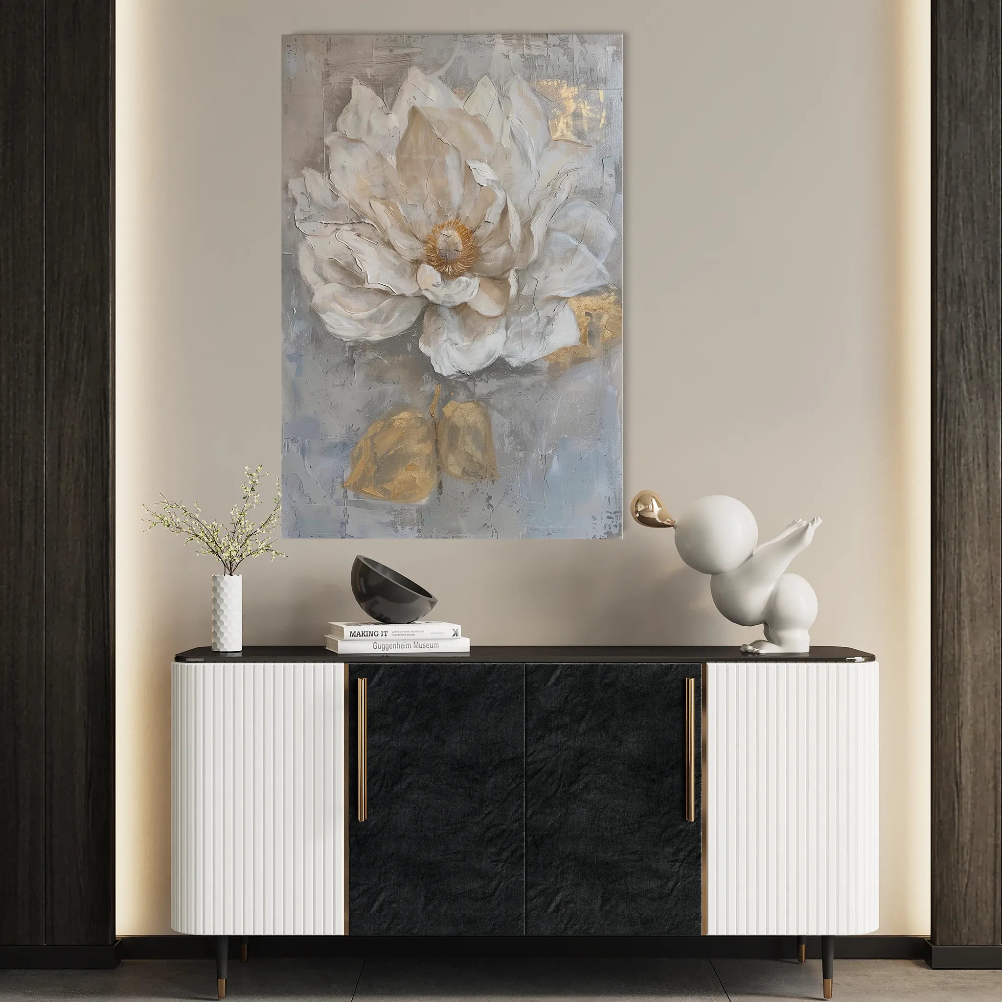 Floral 350 Canvas Art 18" x 24" / 45 x 60 cm / Black