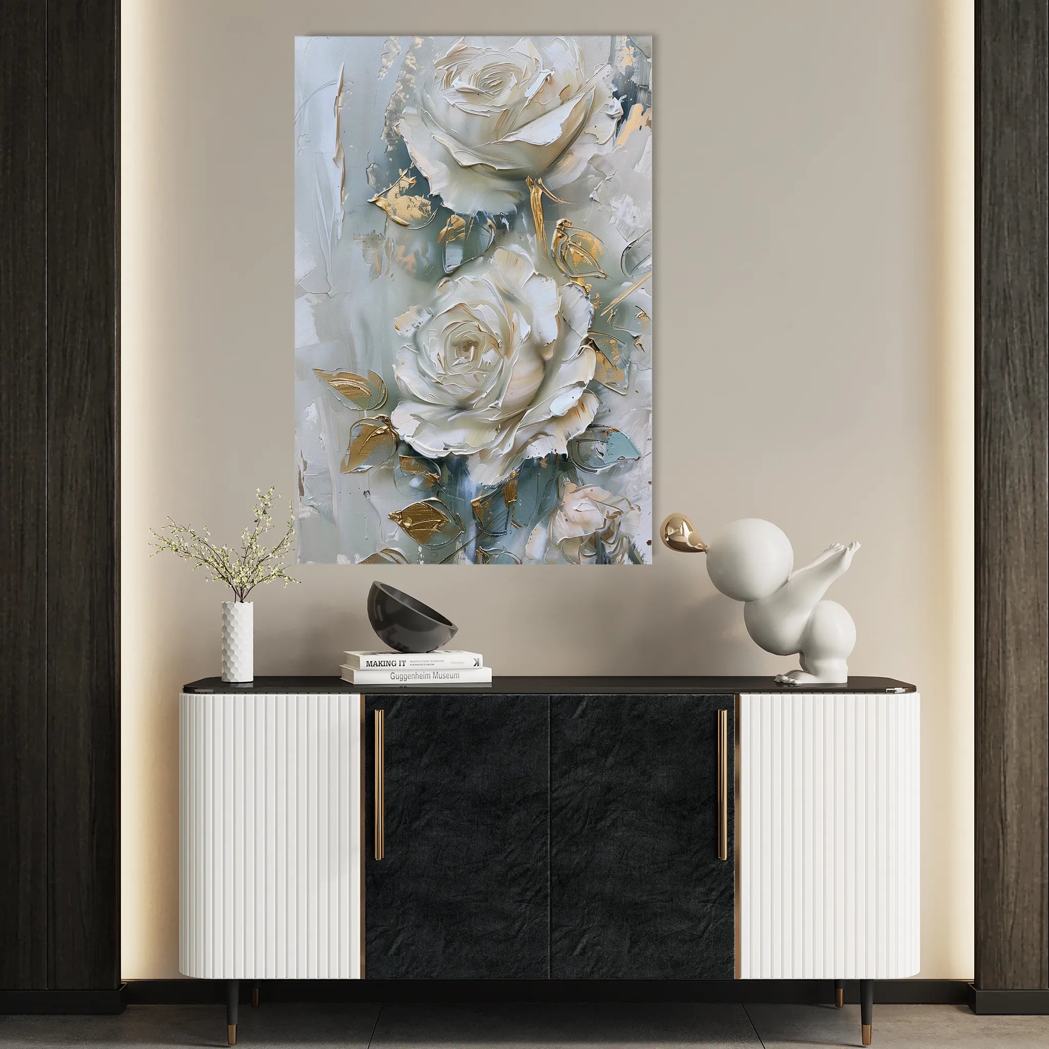 Floral 352 Canvas Art 18" x 24" / 45 x 60 cm / Black