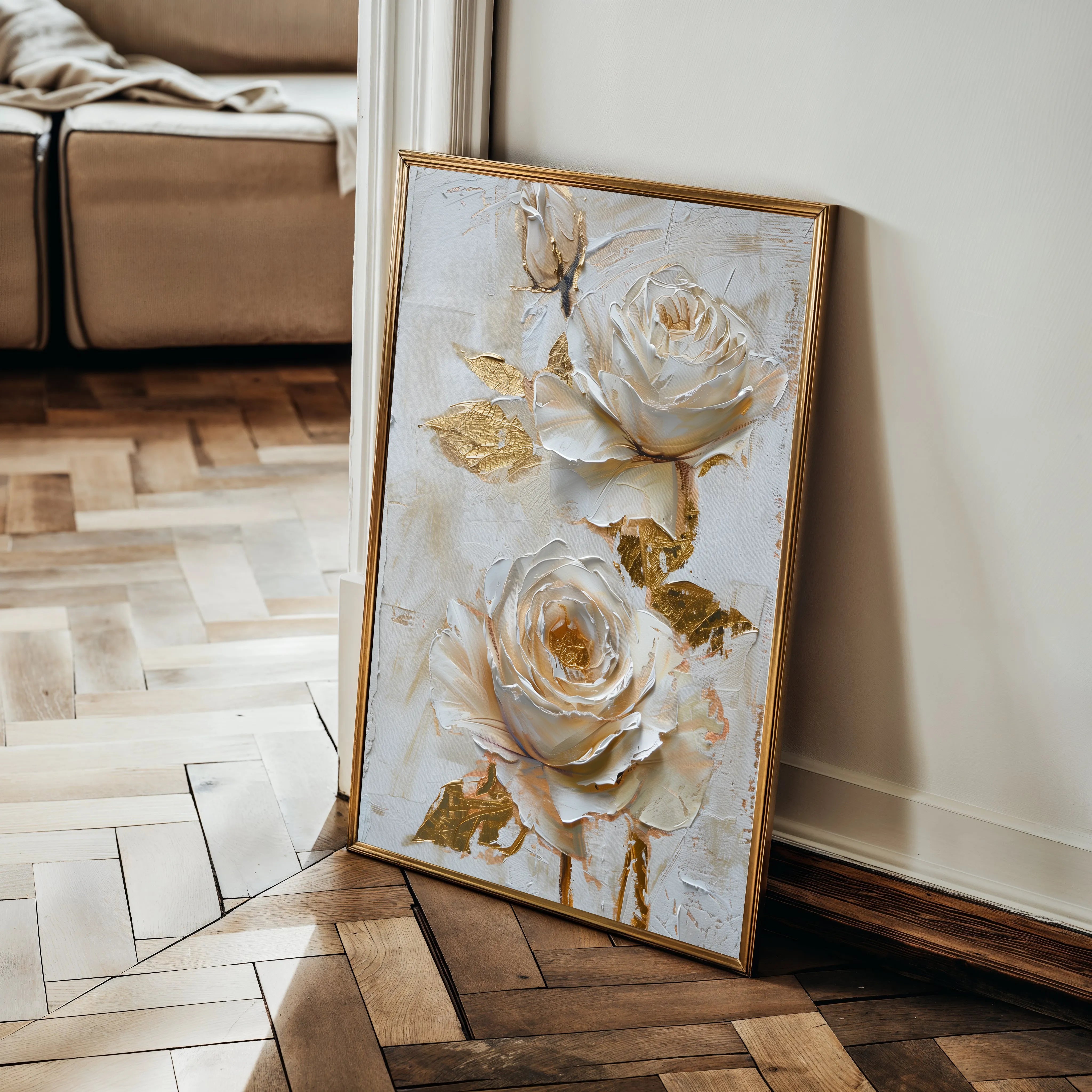 Floral 354 Canvas Art 18" x 24" / 45 x 60 cm / Black
