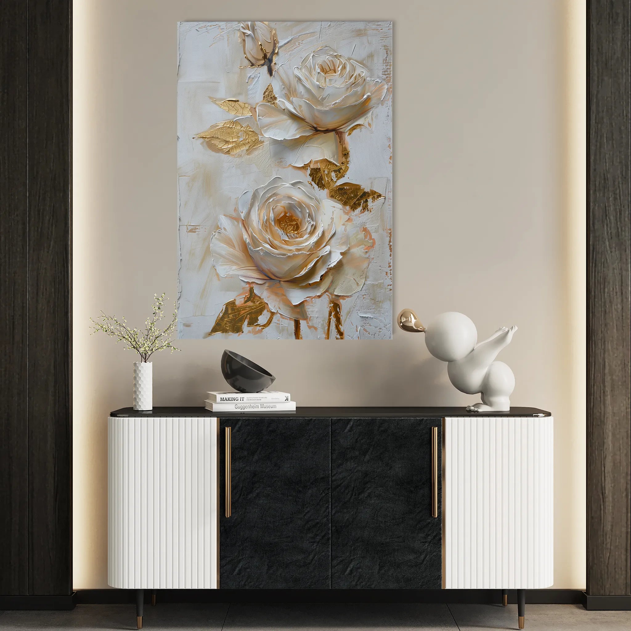 Floral 354 Canvas Art 18" x 24" / 45 x 60 cm / Black