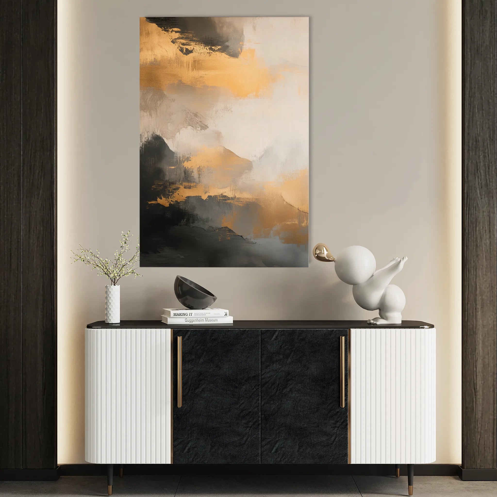 Abstract 359 Canvas Art 18" x 24" / 45 x 60 cm / Black