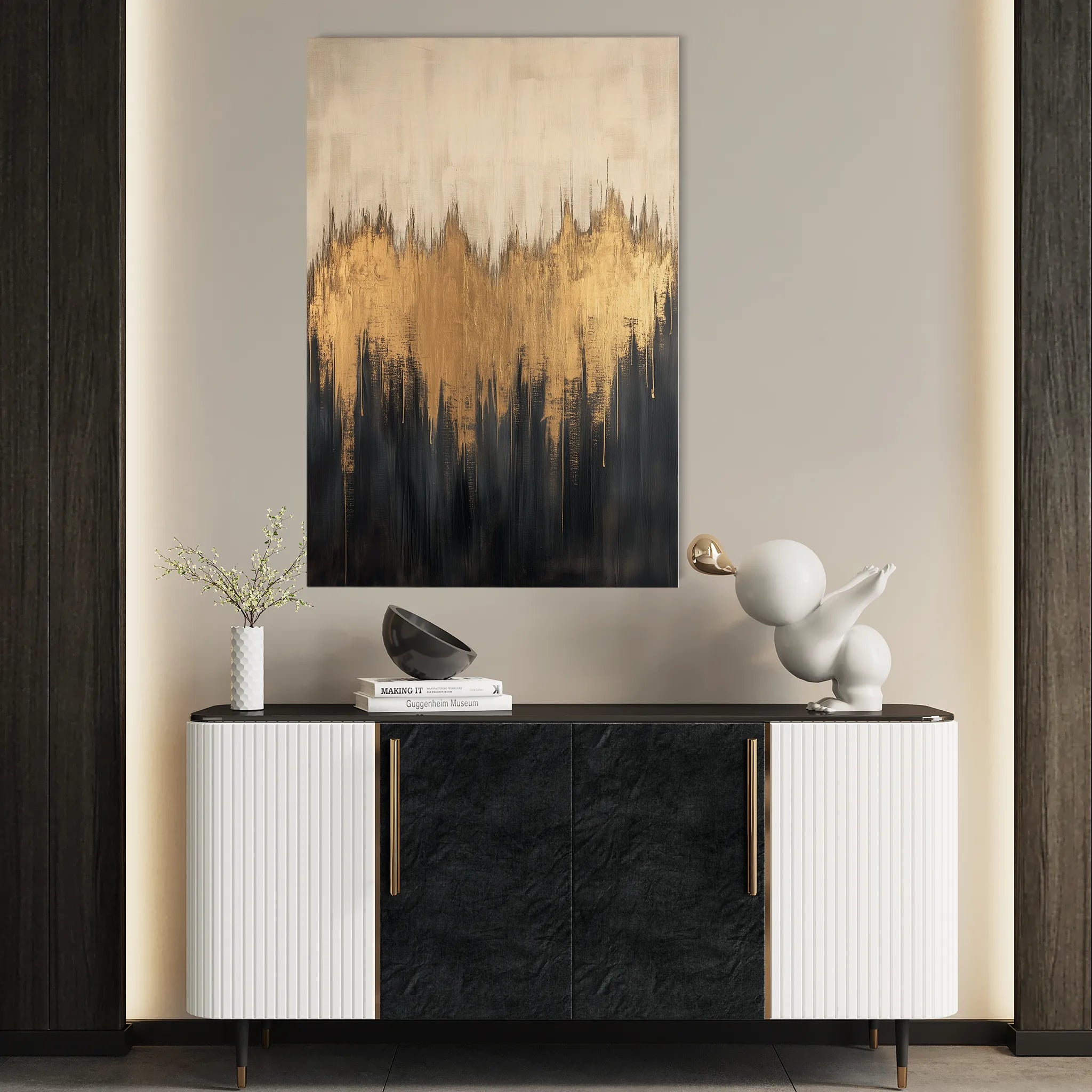 Abstract 366 Canvas Art 18" x 24" / 45 x 60 cm / Black