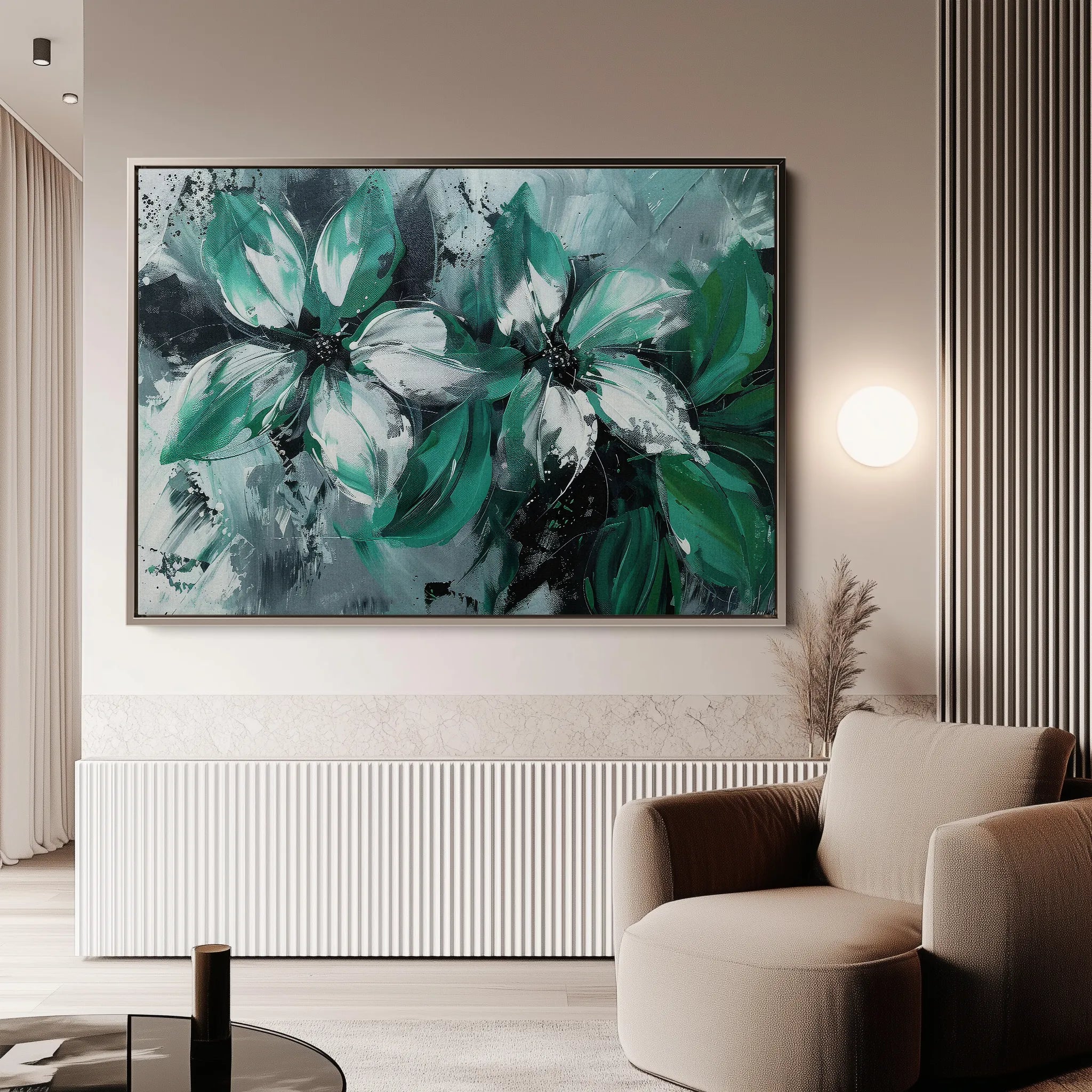 Floral 375 Canvas Art 18" x 24" / 45 x 60 cm / Black