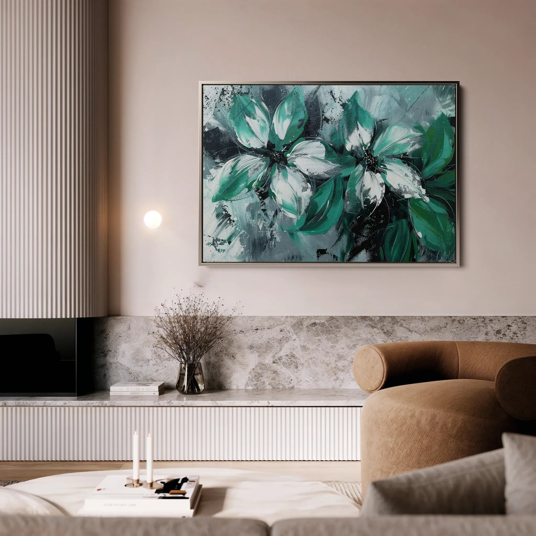Floral 375 Canvas Art 18" x 24" / 45 x 60 cm / Black