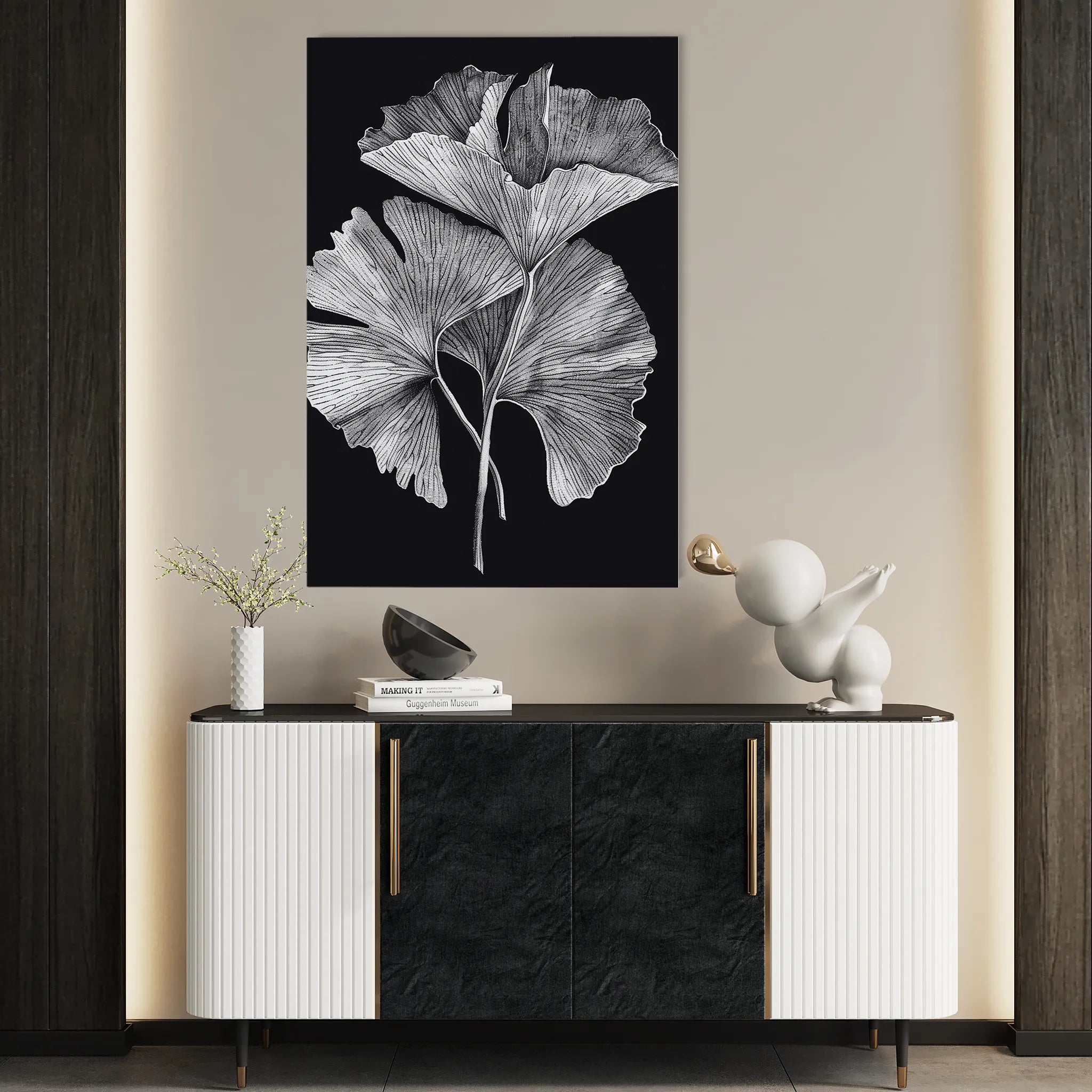 Floral 427 Canvas Art 18" x 24" / 45 x 60 cm / Black