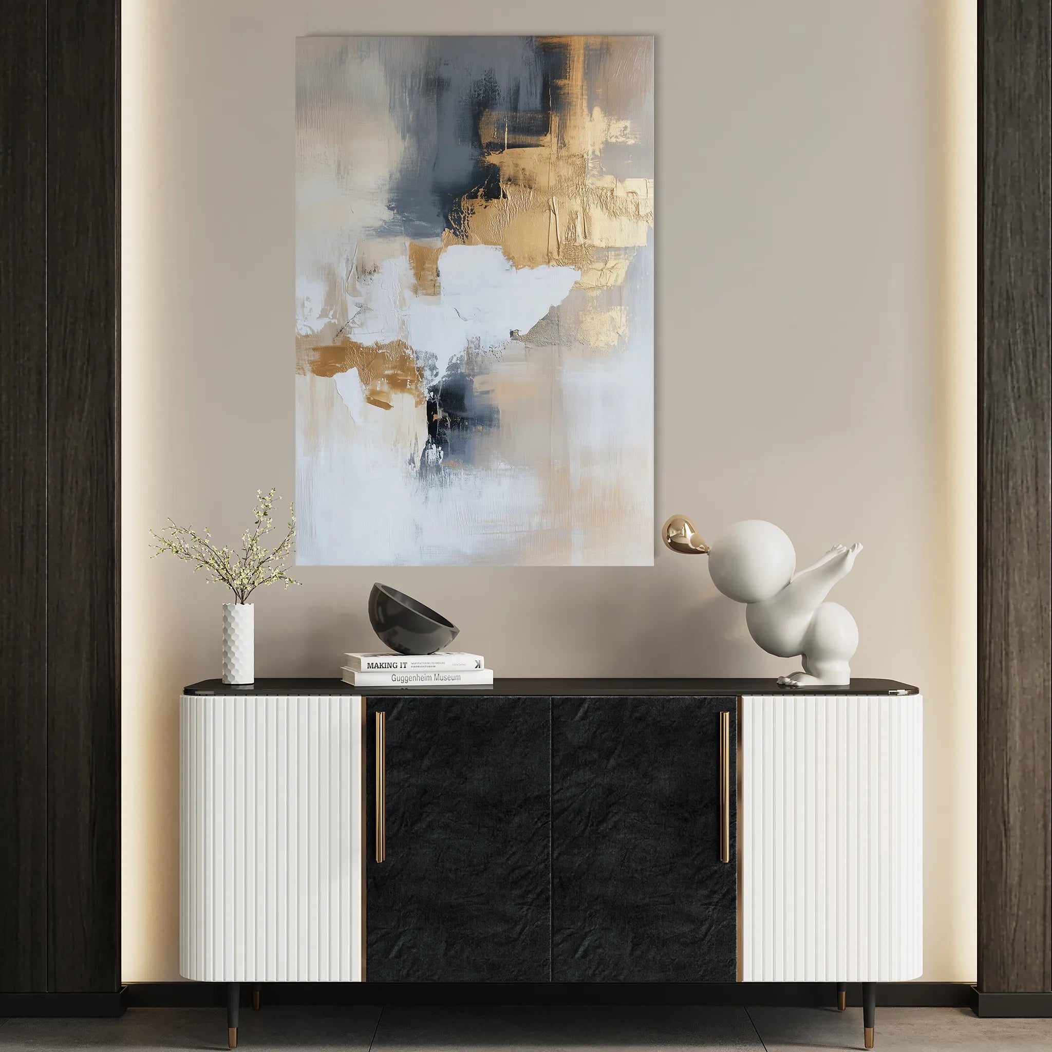Abstract 440 Canvas Art 18" x 24" / 45 x 60 cm / Black