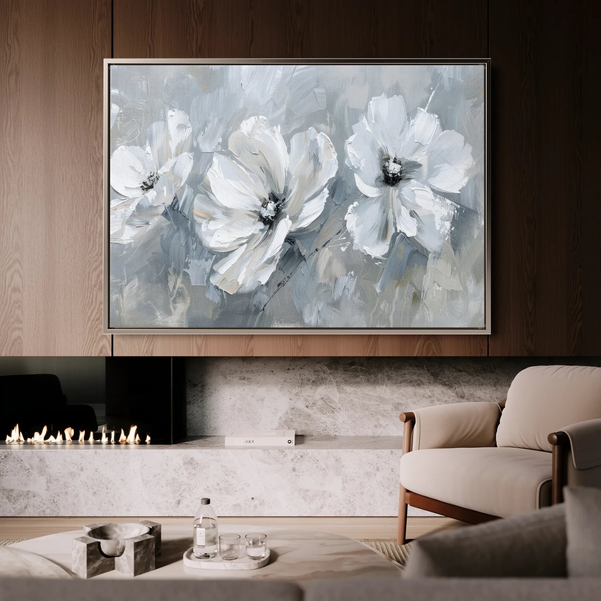 Floral 496 Canvas Art 18" x 24" / 45 x 60 cm / Black
