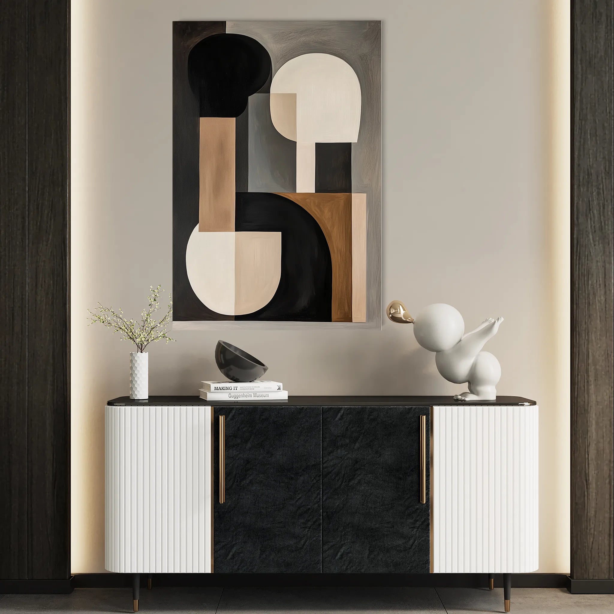 Abstract 568 Canvas Art 18" x 24" / 45 x 60 cm / Black