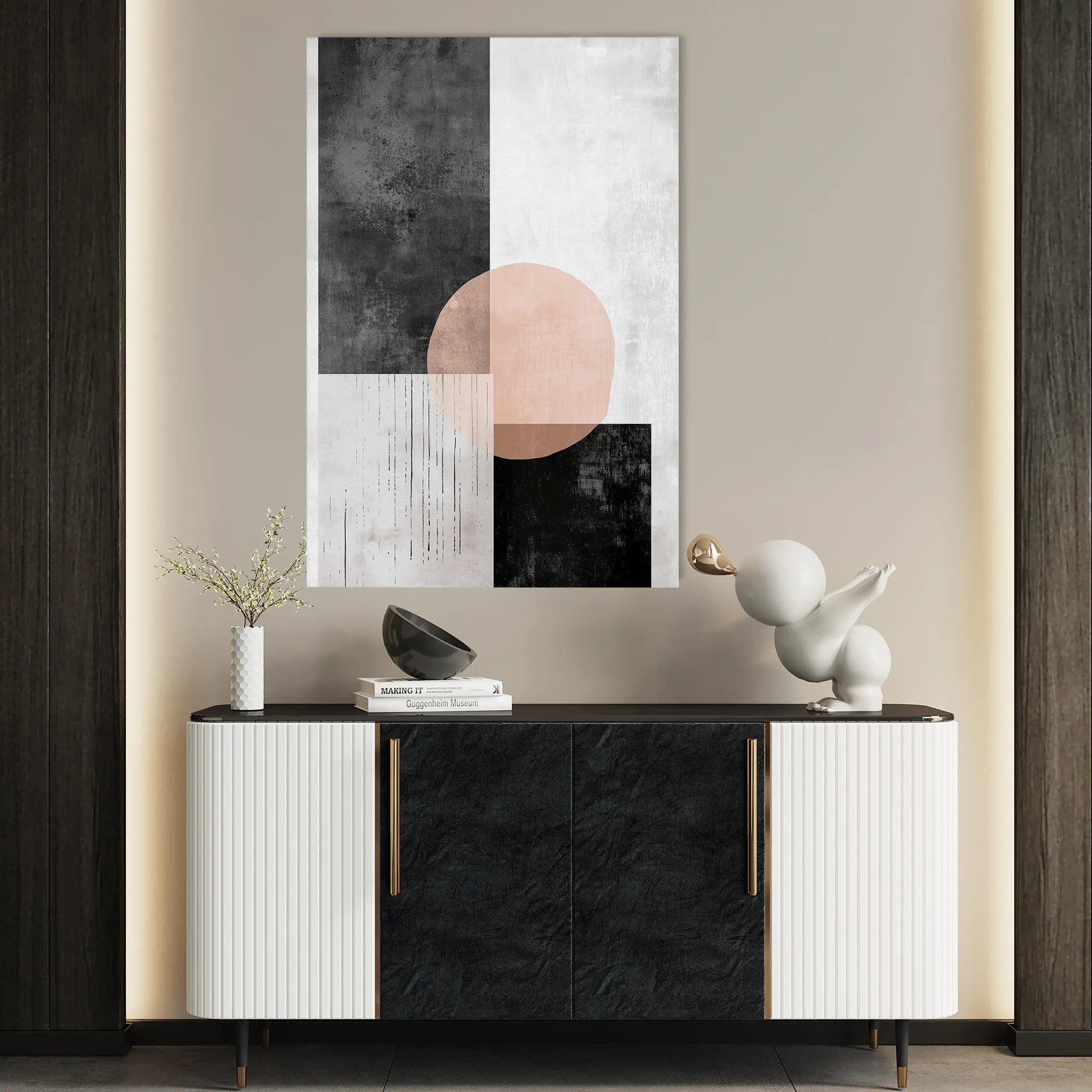 Abstract 646 Canvas Art 18" x 24" / 45 x 60 cm / Black