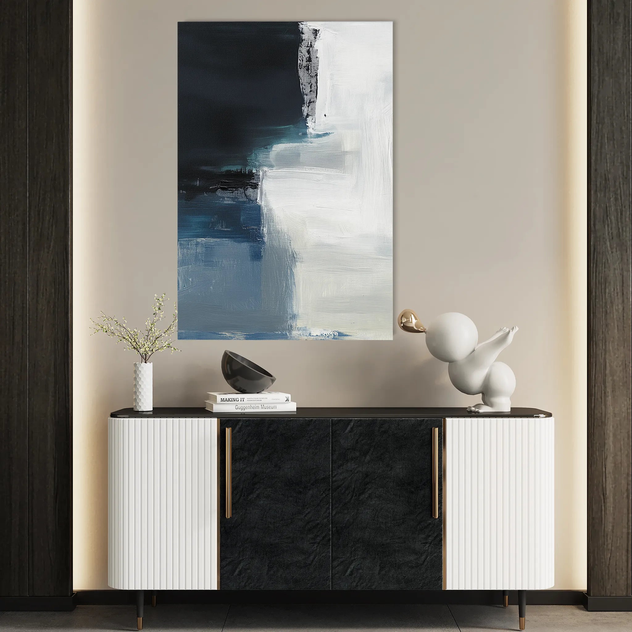 Abstract 653 Canvas Art 18" x 24" / 45 x 60 cm / Black