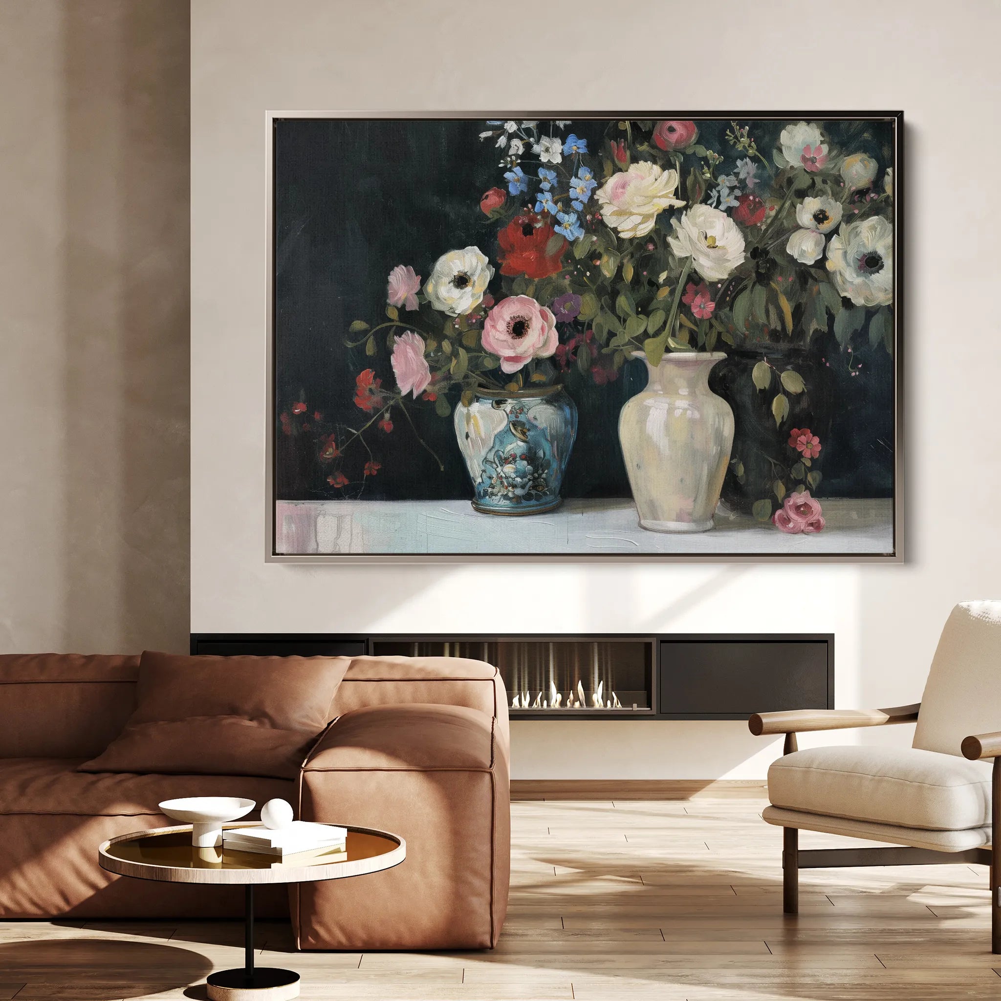 Floral 693 Canvas Art 18" x 24" / 45 x 60 cm / Black