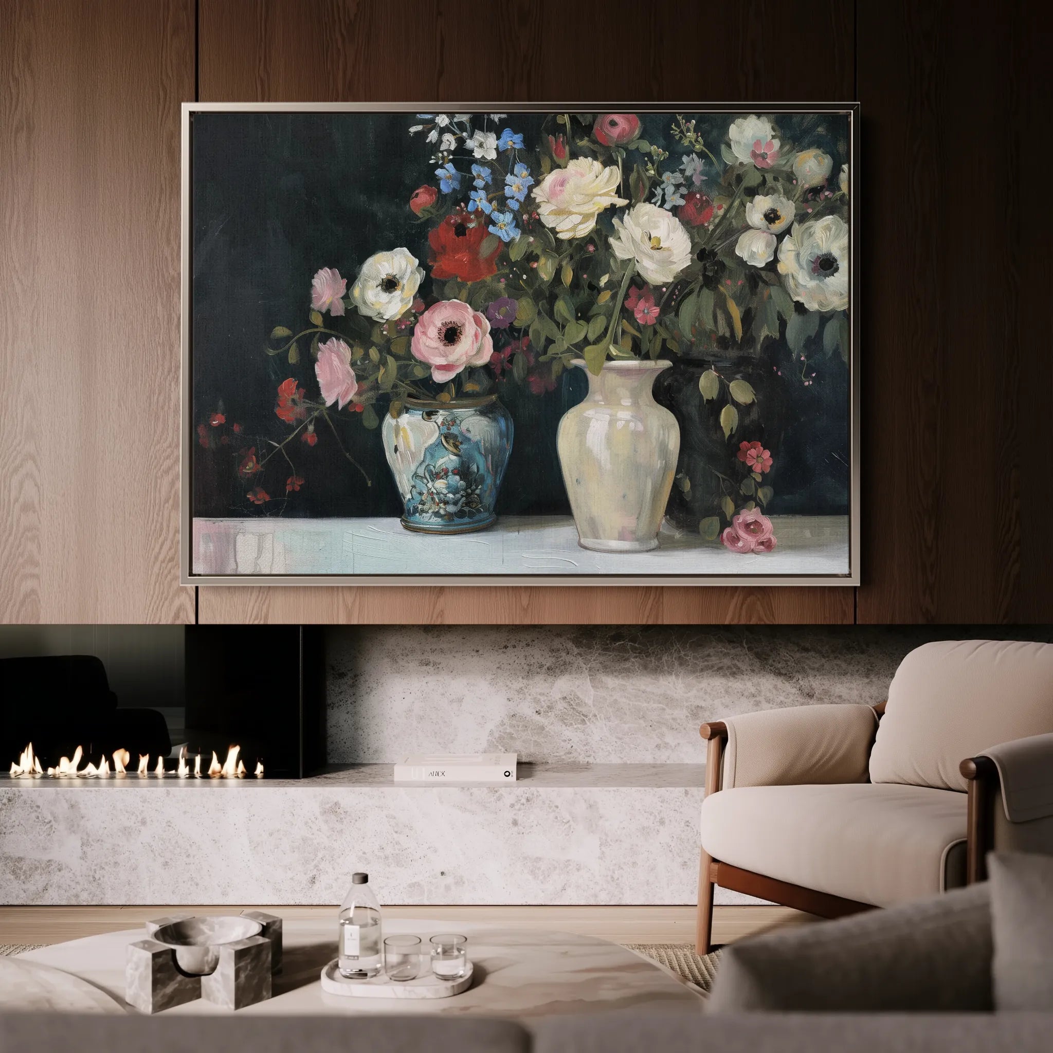 Floral 693 Canvas Art 18" x 24" / 45 x 60 cm / Black