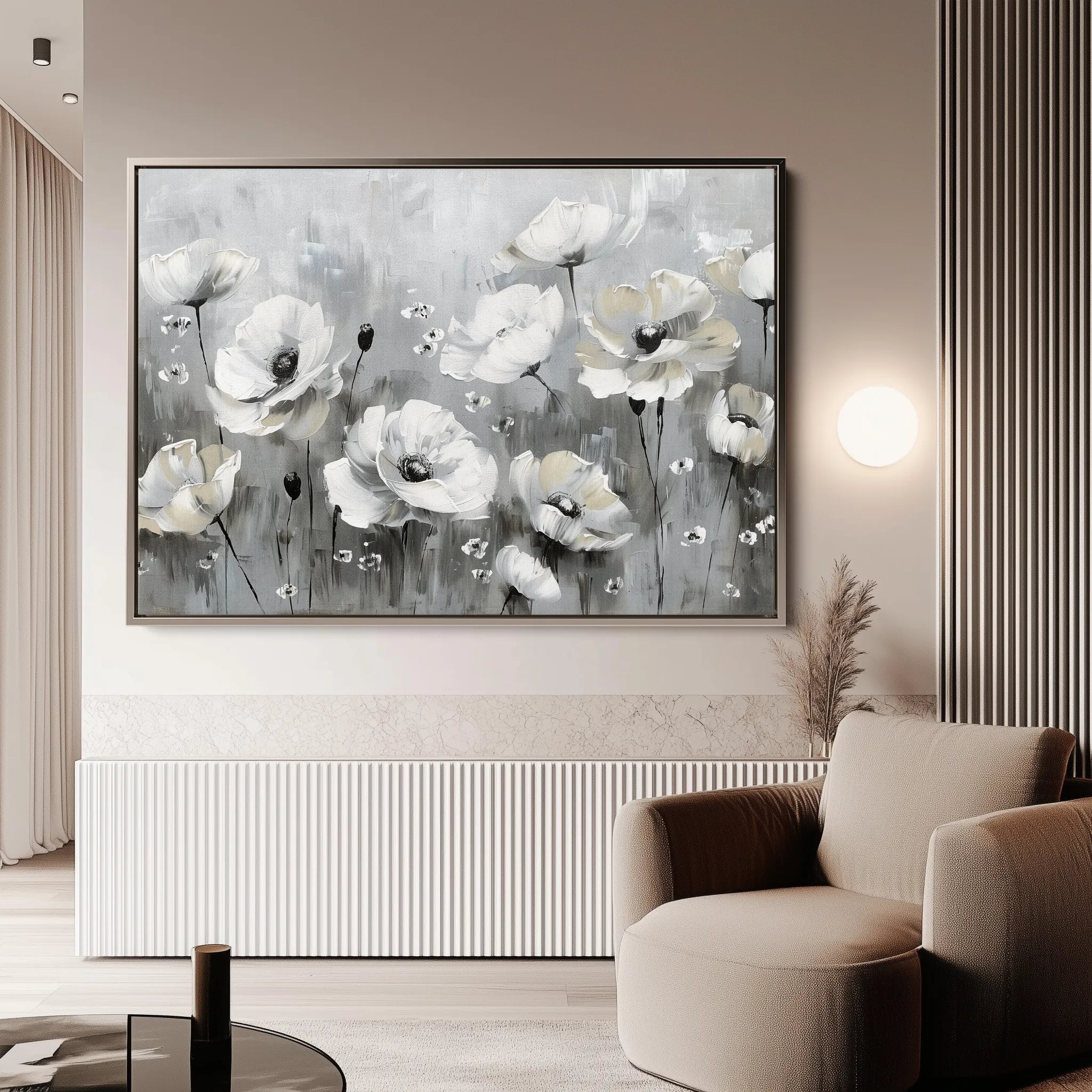 Floral 695 Canvas Art 18" x 24" / 45 x 60 cm / Black
