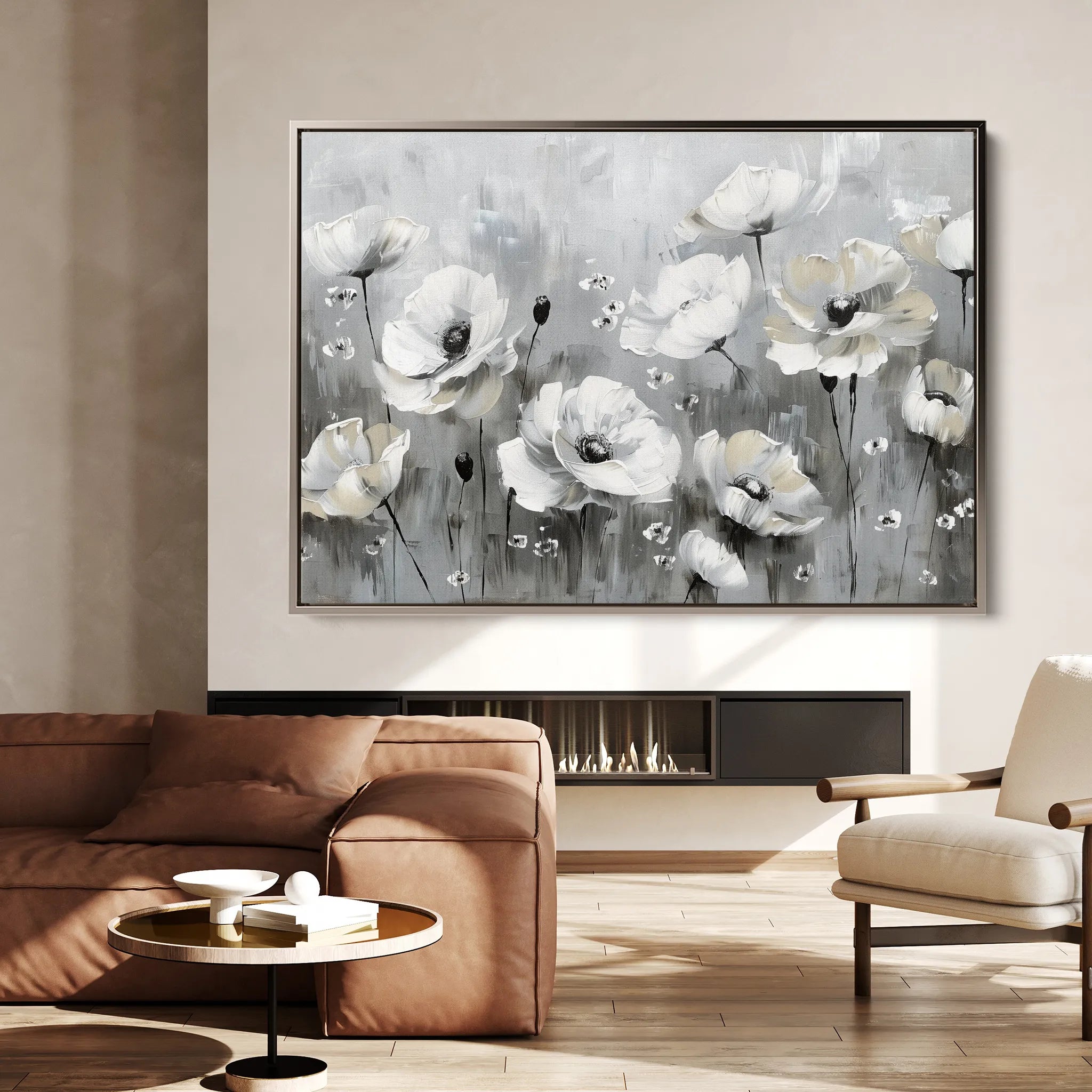 Floral 695 Canvas Art 18" x 24" / 45 x 60 cm / Black