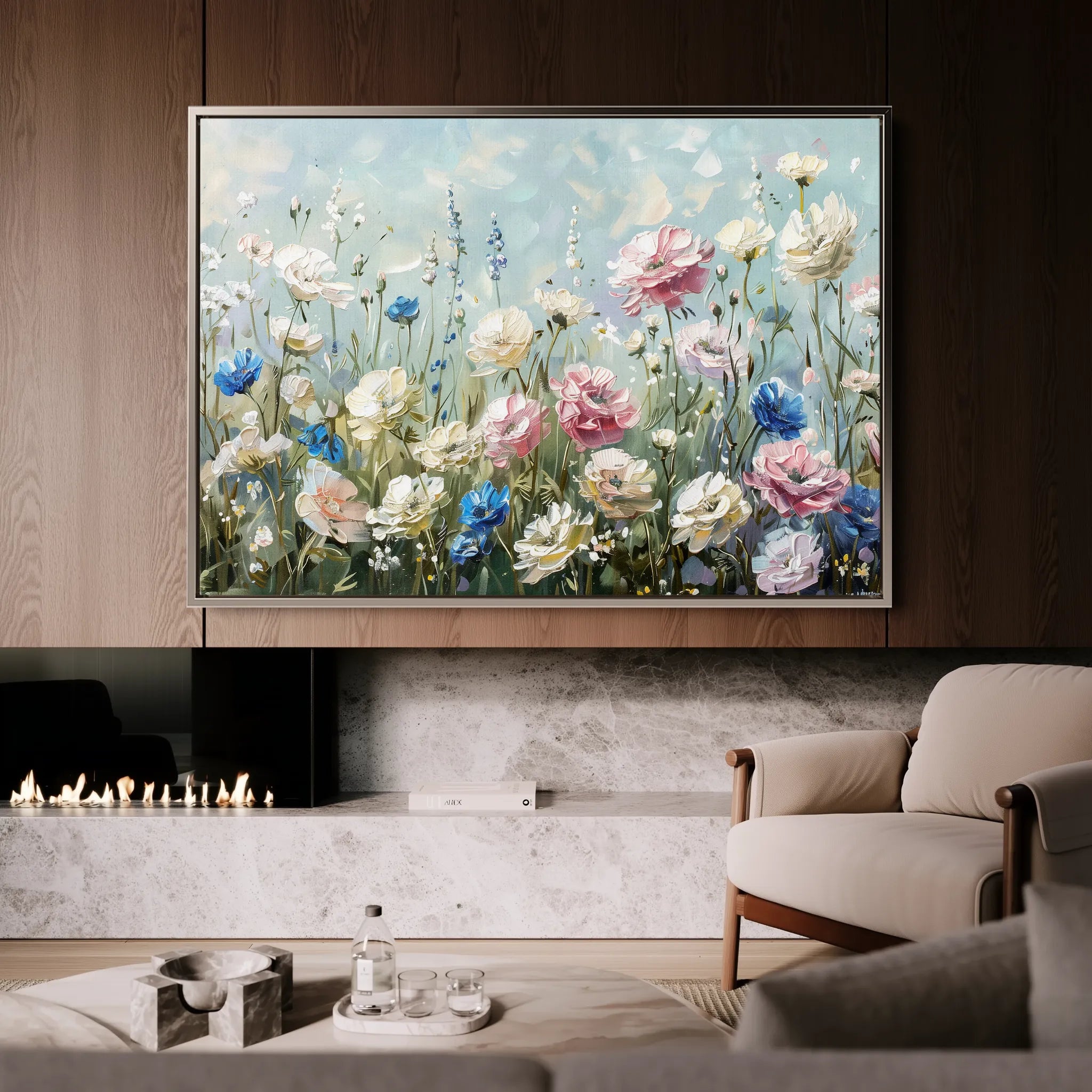 Floral 710 Canvas Art 18" x 24" / 45 x 60 cm / Black