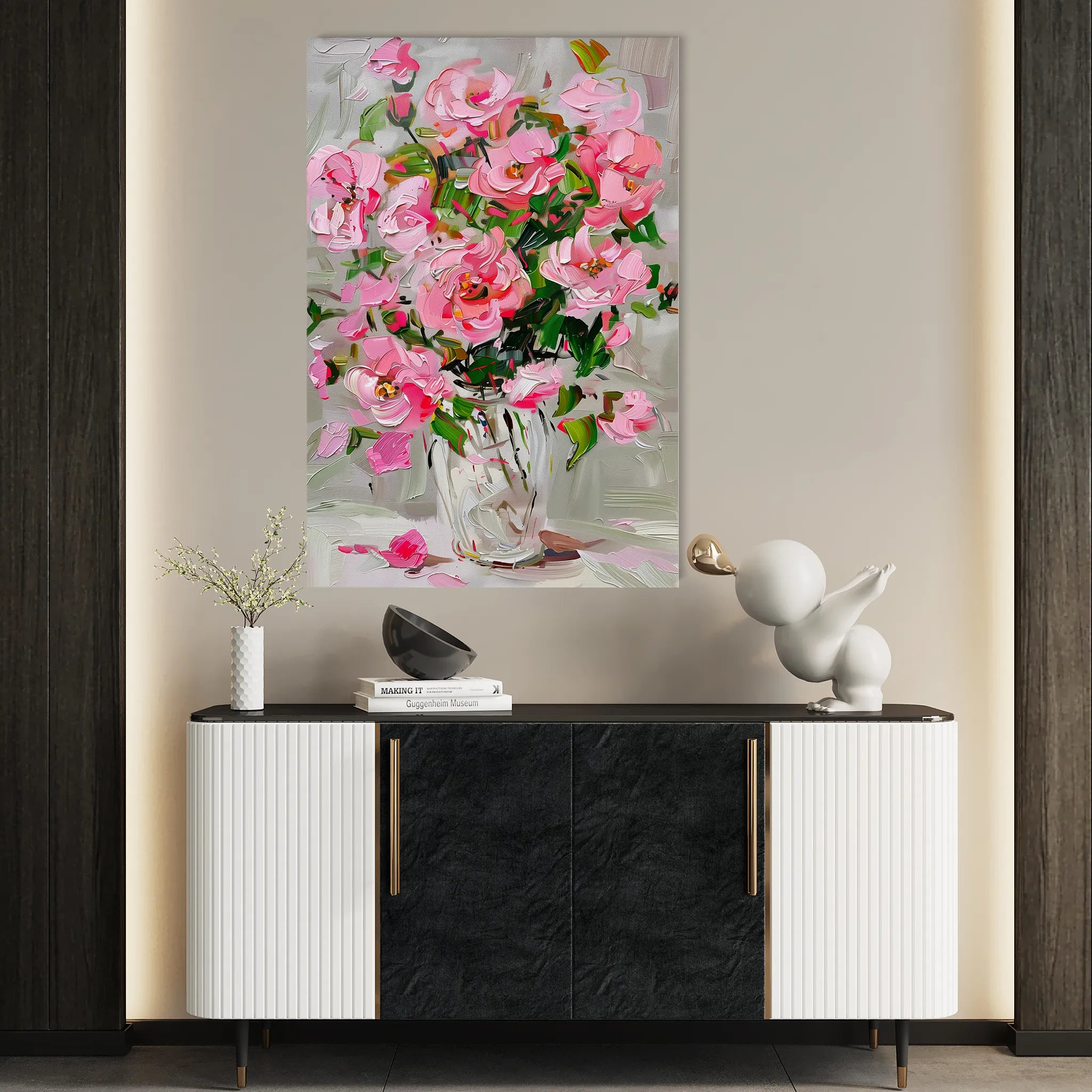 Floral 730 Canvas Art 18" x 24" / 45 x 60 cm / Black