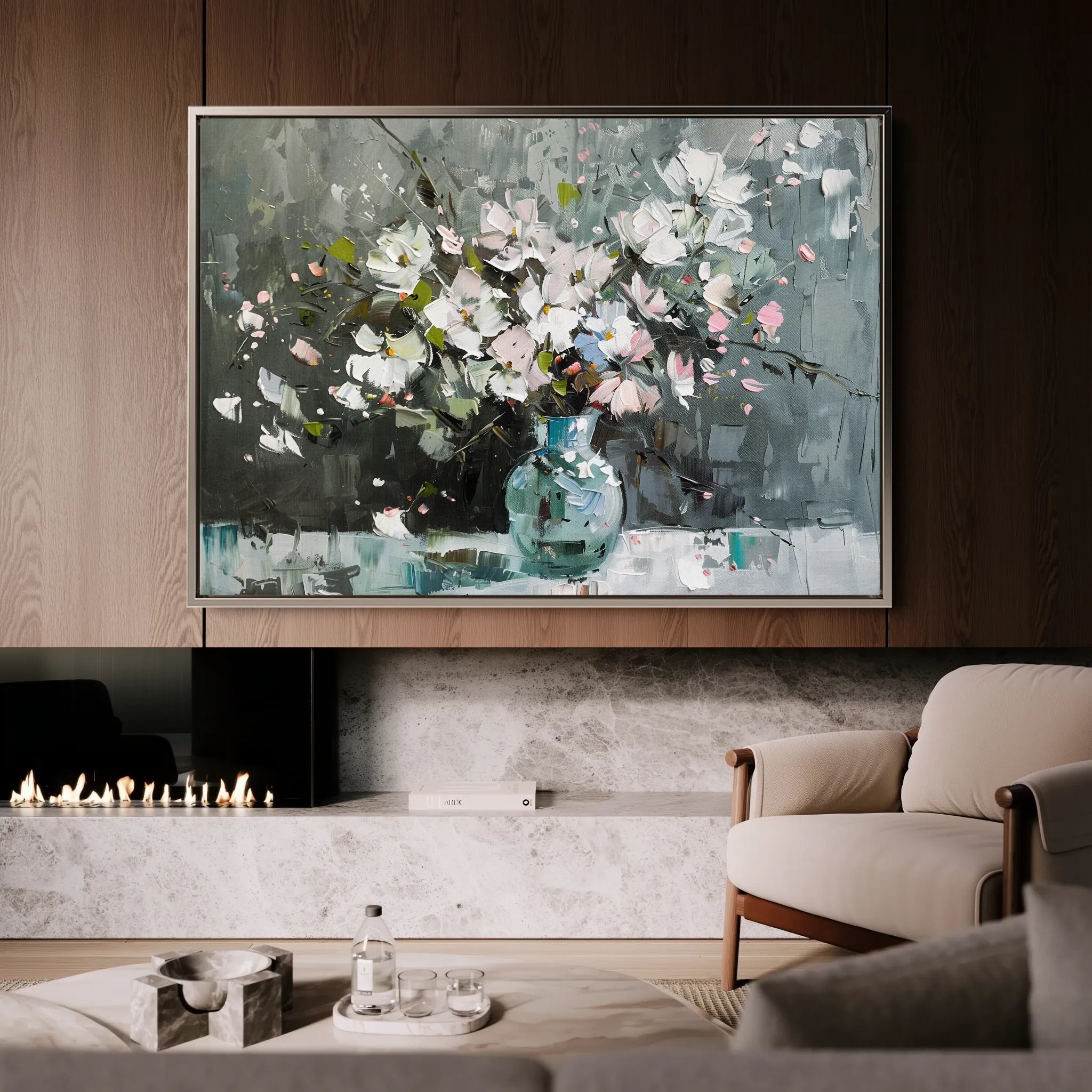 Floral 743 Canvas Art 18" x 24" / 45 x 60 cm / Black
