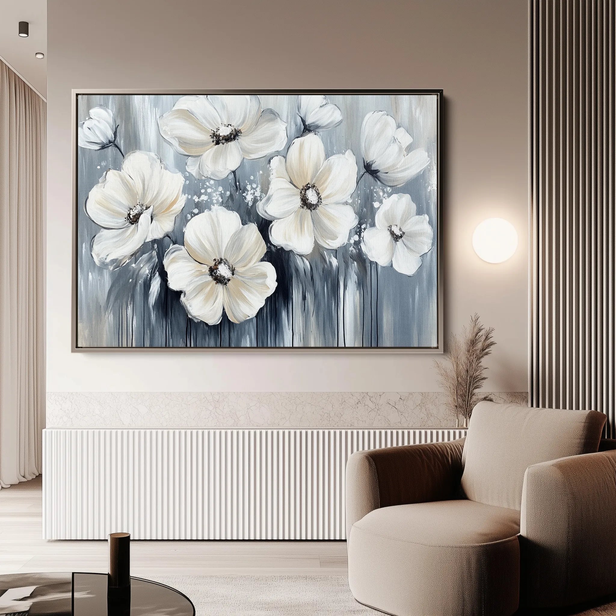 Floral 795 Canvas Art 18" x 24" / 45 x 60 cm / Black