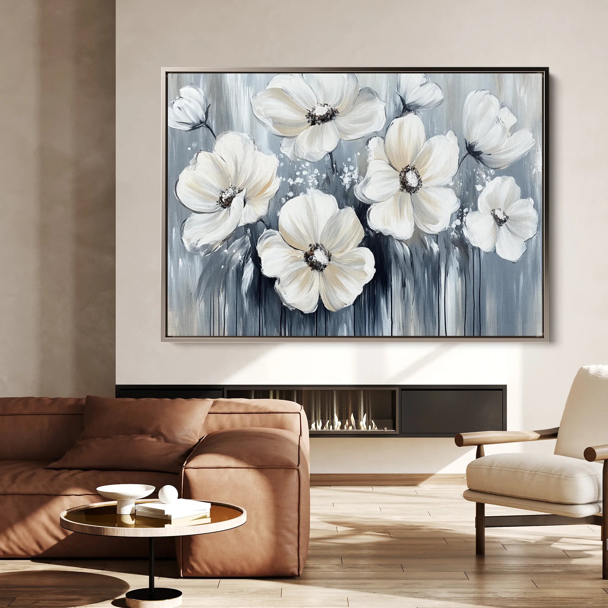 Floral 795 Canvas Art 18" x 24" / 45 x 60 cm / Black