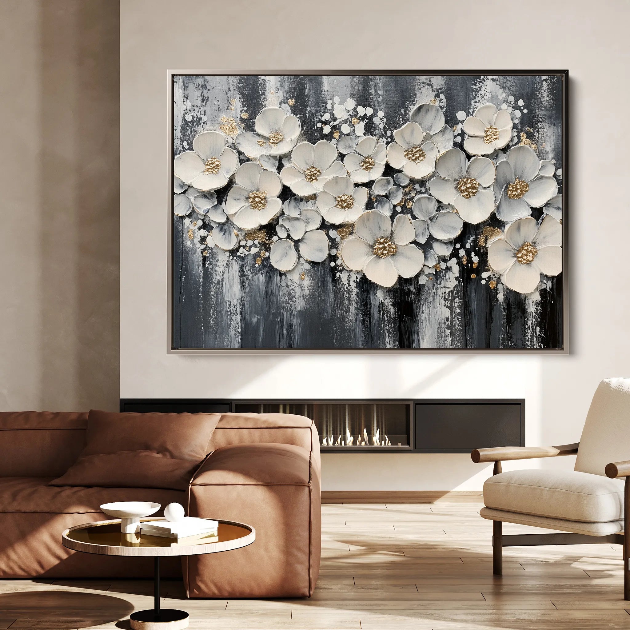 Floral 800 Canvas Art 18" x 24" / 45 x 60 cm / Black