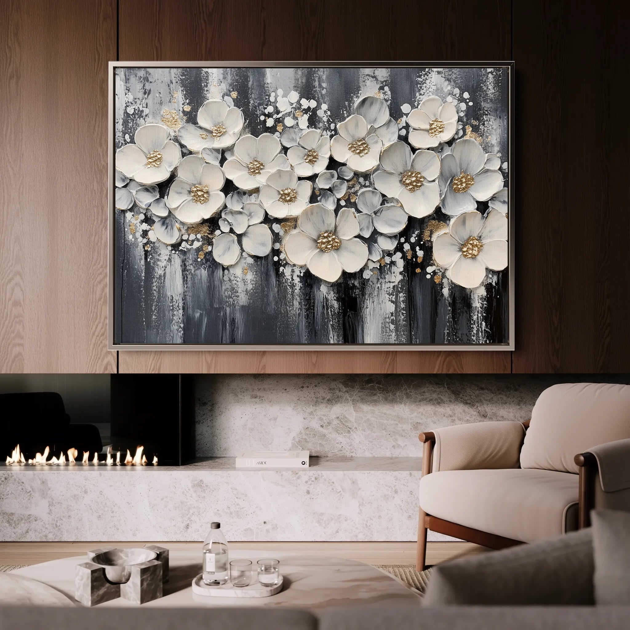 Floral 800 Canvas Art 18" x 24" / 45 x 60 cm / Black