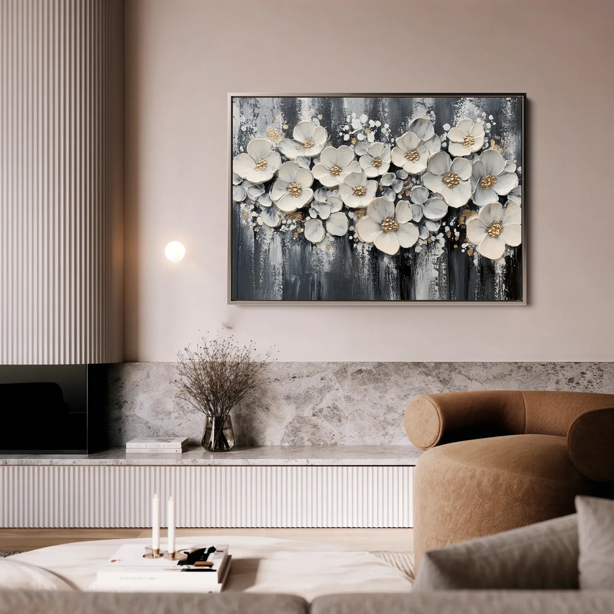 Floral 800 Canvas Art 18" x 24" / 45 x 60 cm / Black