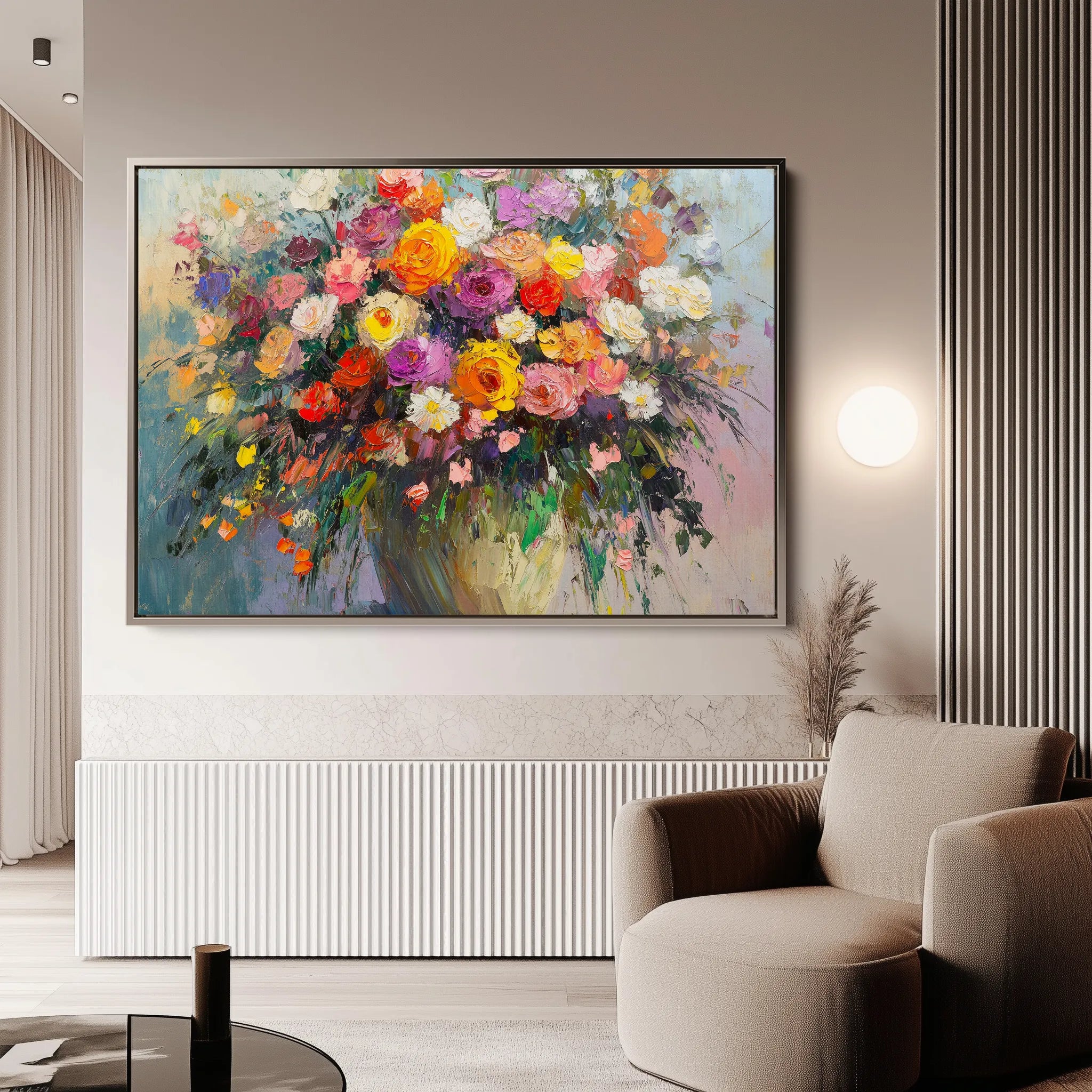 Floral 801 Canvas Art 18" x 24" / 45 x 60 cm / Black