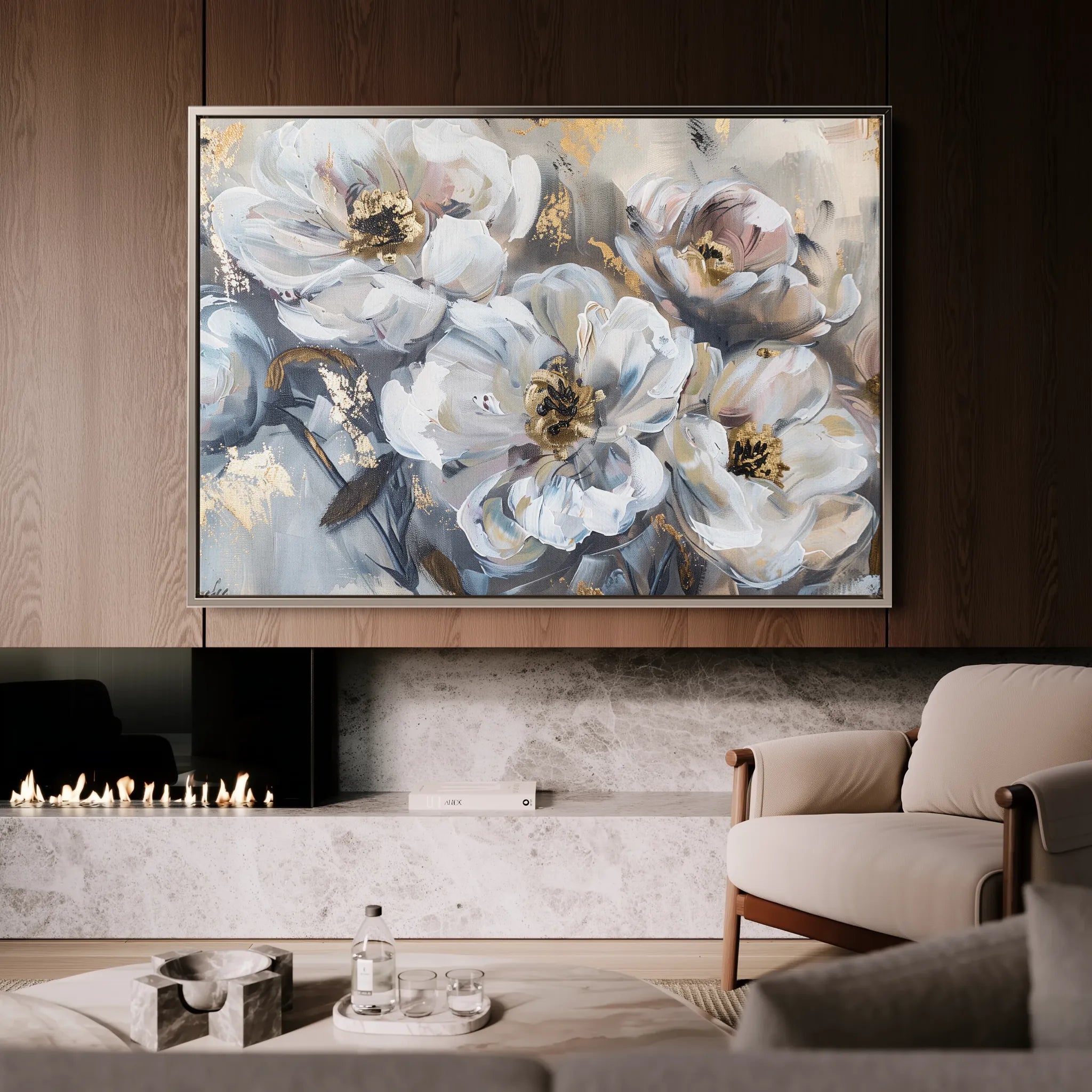 Floral 803 Canvas Art 18" x 24" / 45 x 60 cm / Black