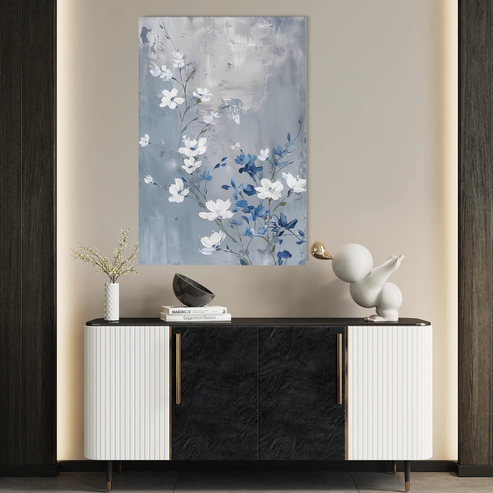 Floral 812 Canvas Art 18" x 24" / 45 x 60 cm / Black