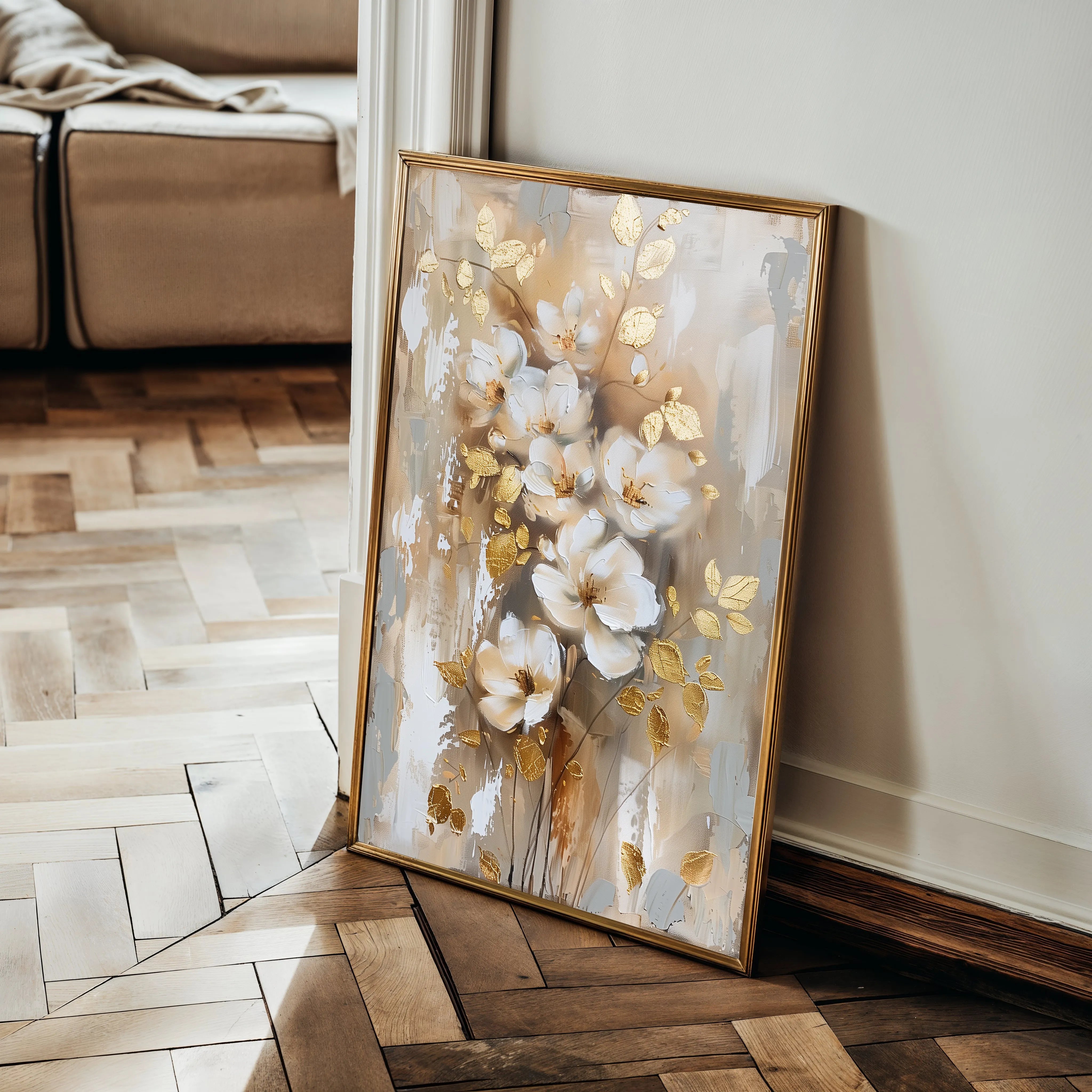Floral 813 Canvas Art 18" x 24" / 45 x 60 cm / Black