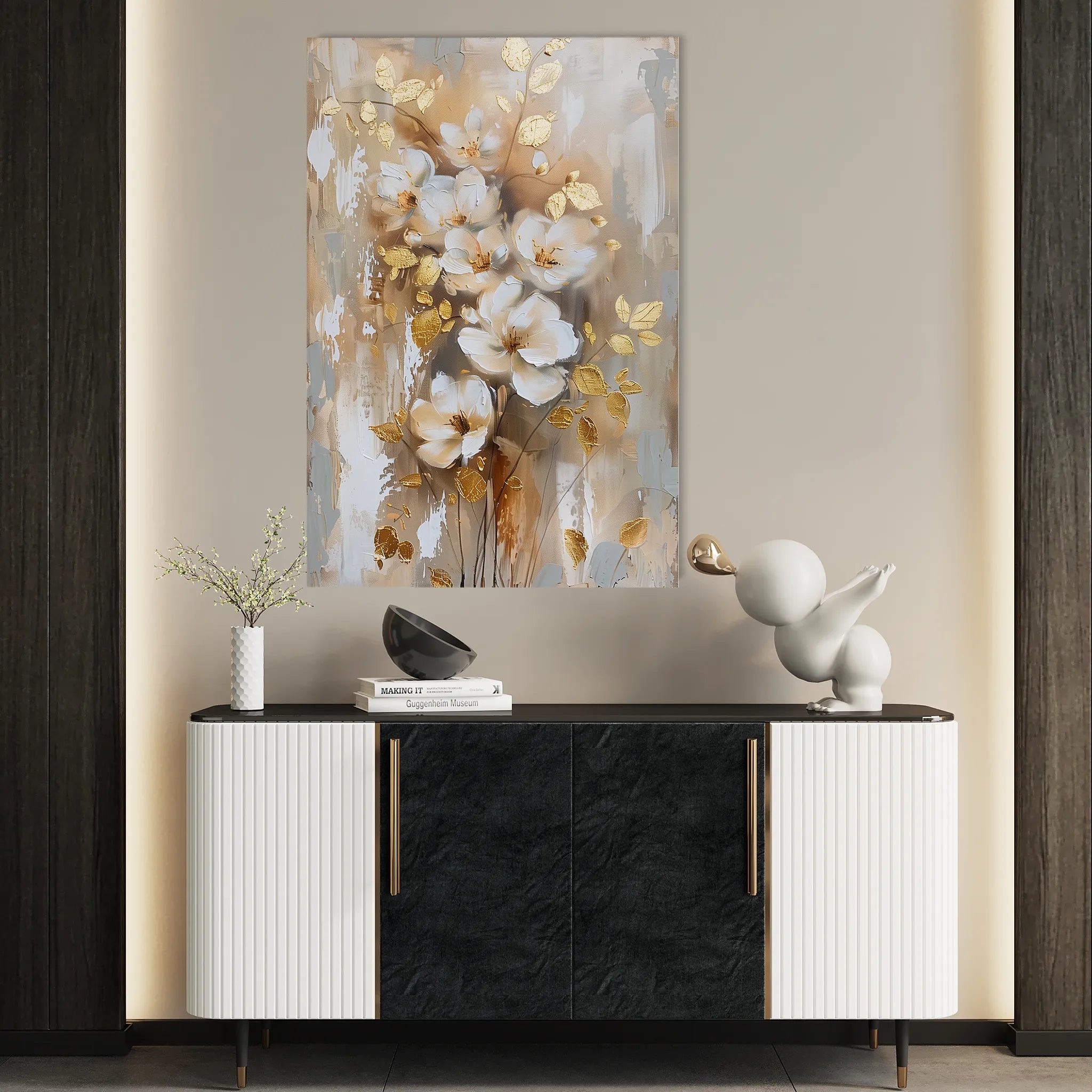Floral 813 Canvas Art 18" x 24" / 45 x 60 cm / Black
