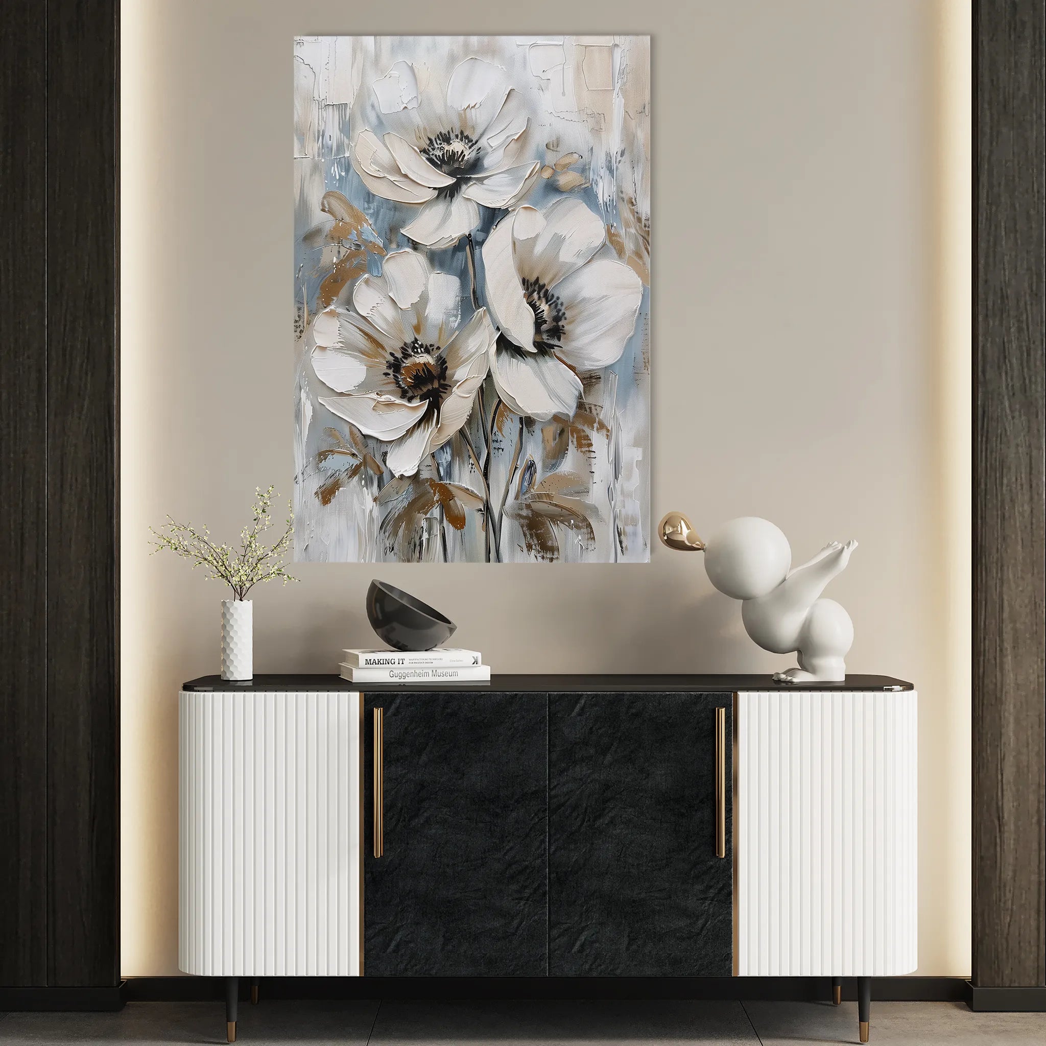 Floral 814 Canvas Art 18" x 24" / 45 x 60 cm / Black