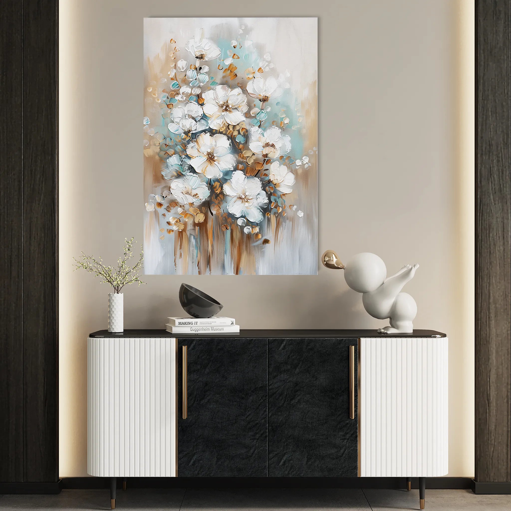 Floral 815 Canvas Art 18" x 24" / 45 x 60 cm / Black