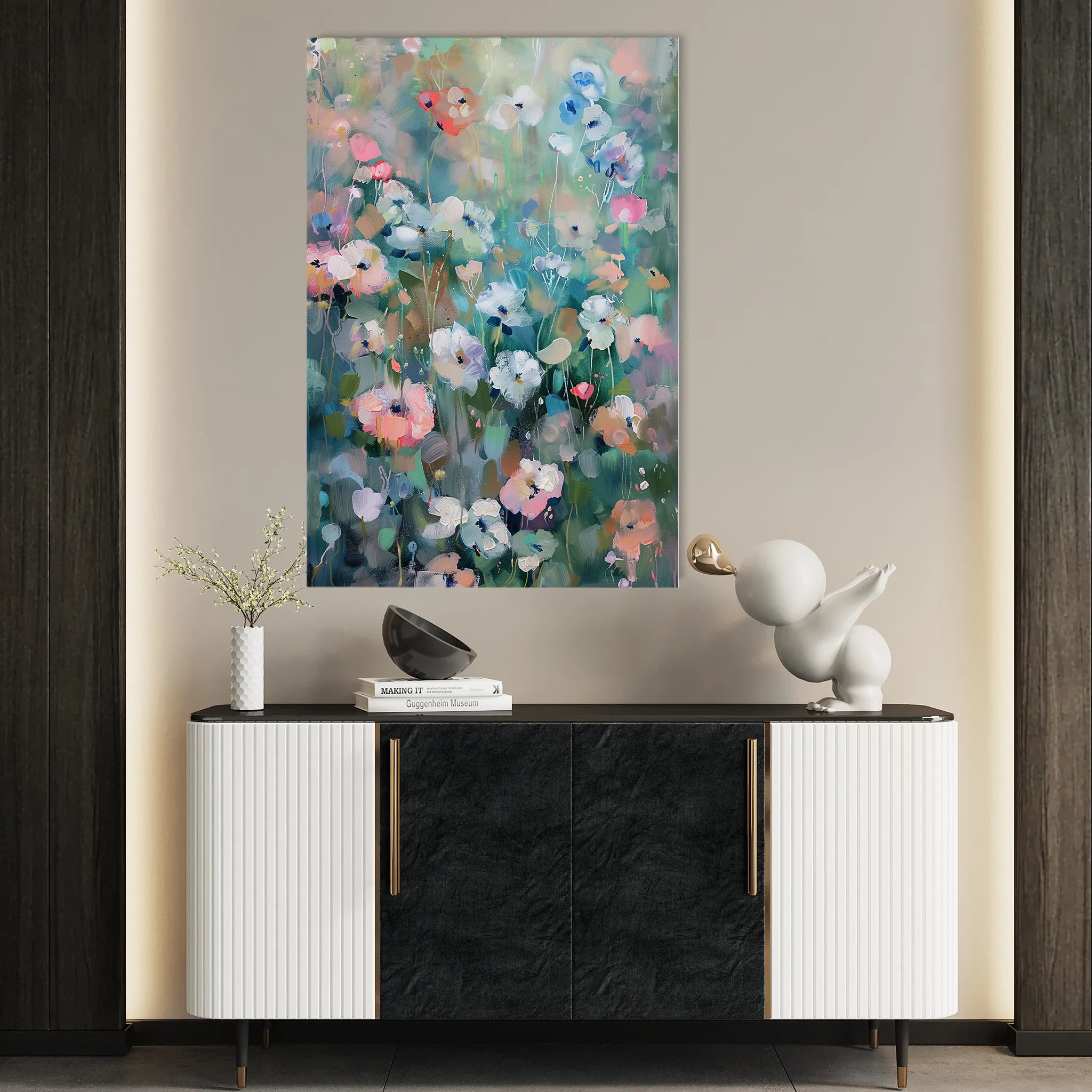Floral 816 Canvas Art 18" x 24" / 45 x 60 cm / Black