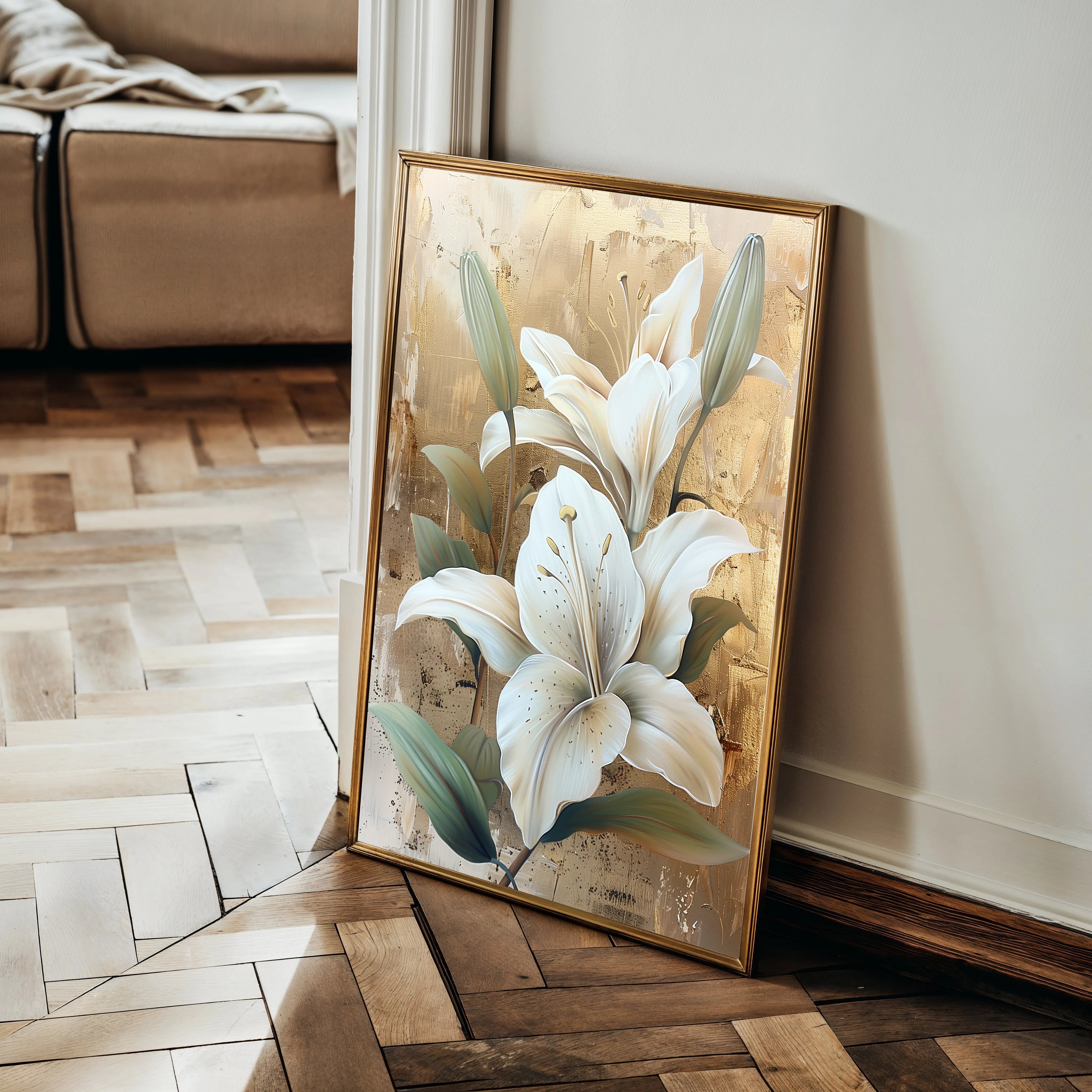 Floral 818 Canvas Art 18" x 24" / 45 x 60 cm / Black