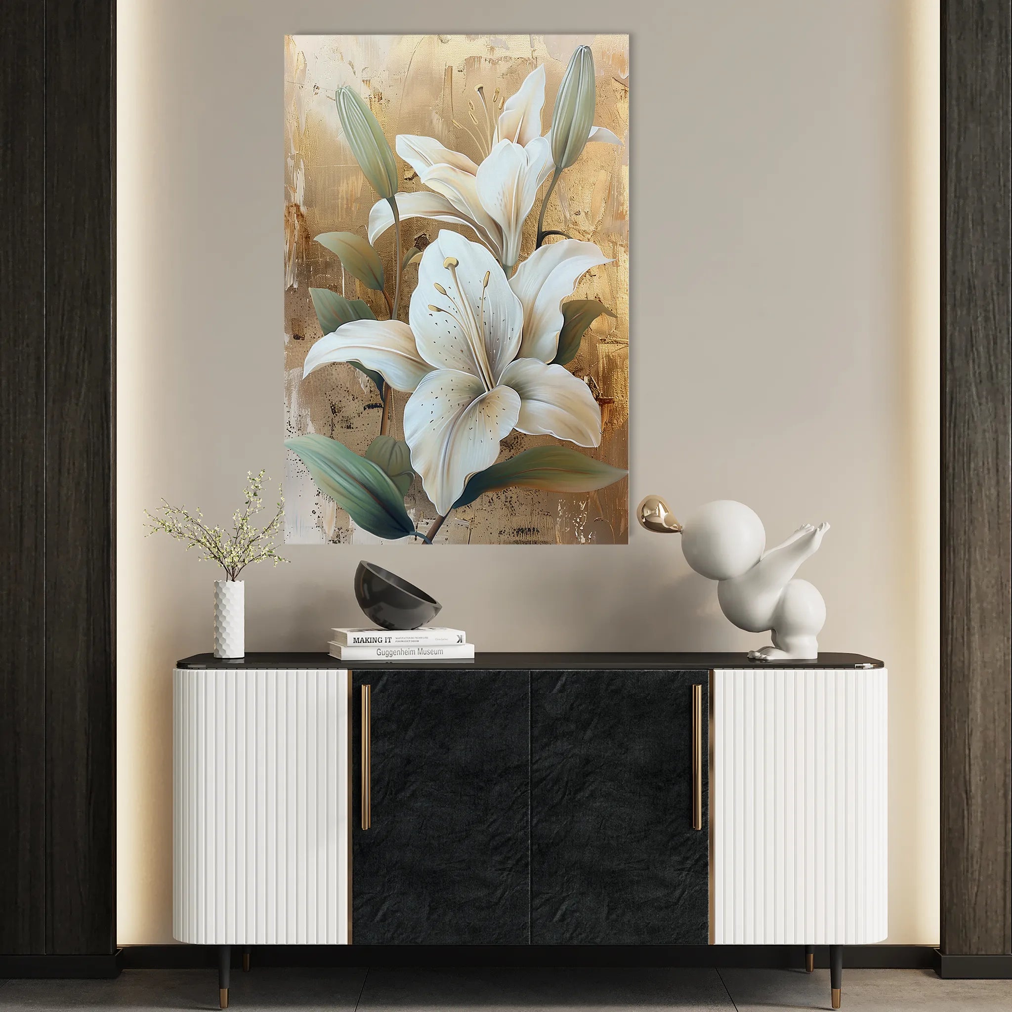 Floral 818 Canvas Art 18" x 24" / 45 x 60 cm / Black