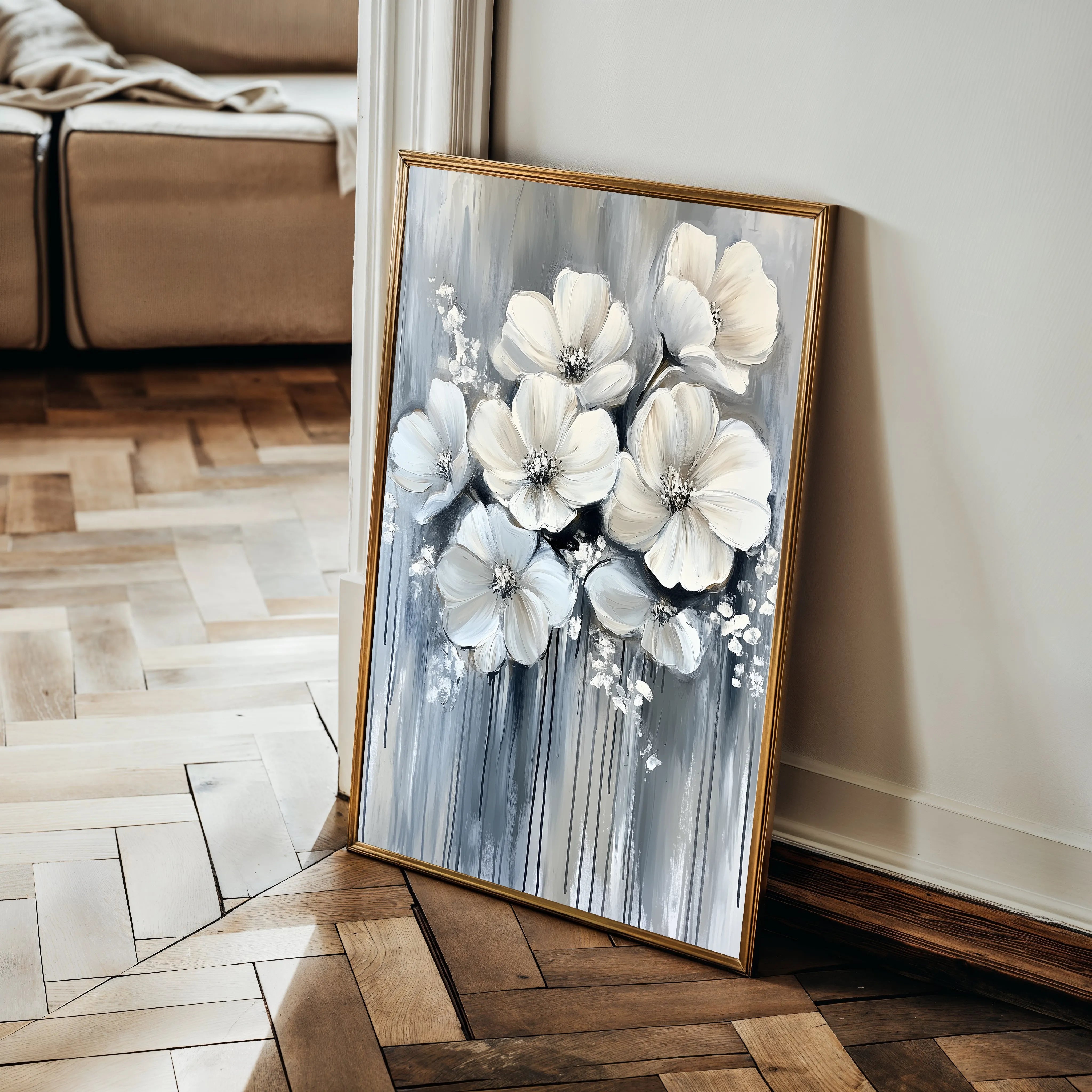 Floral 820 Canvas Art 18" x 24" / 45 x 60 cm / Black
