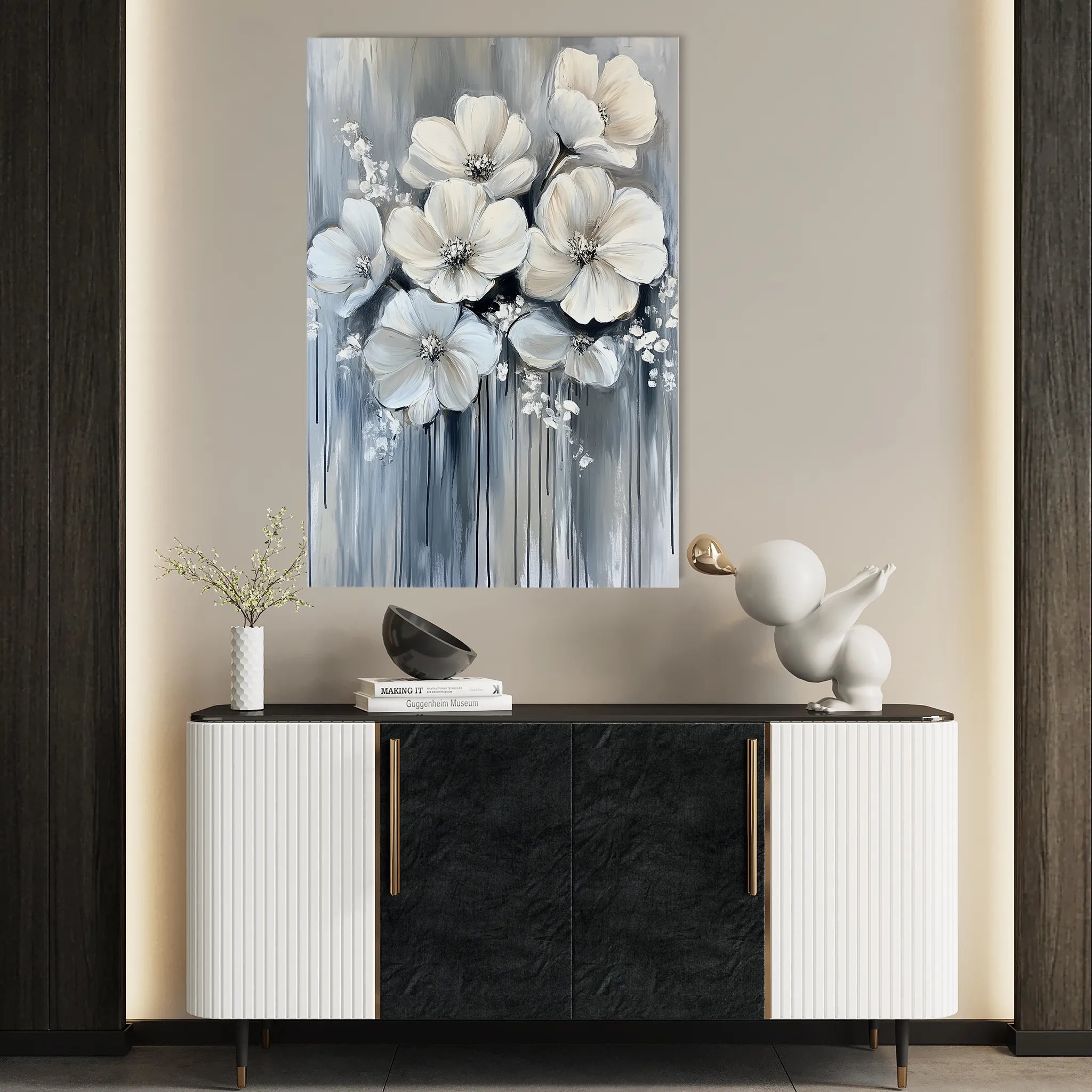Floral 820 Canvas Art 18" x 24" / 45 x 60 cm / Black