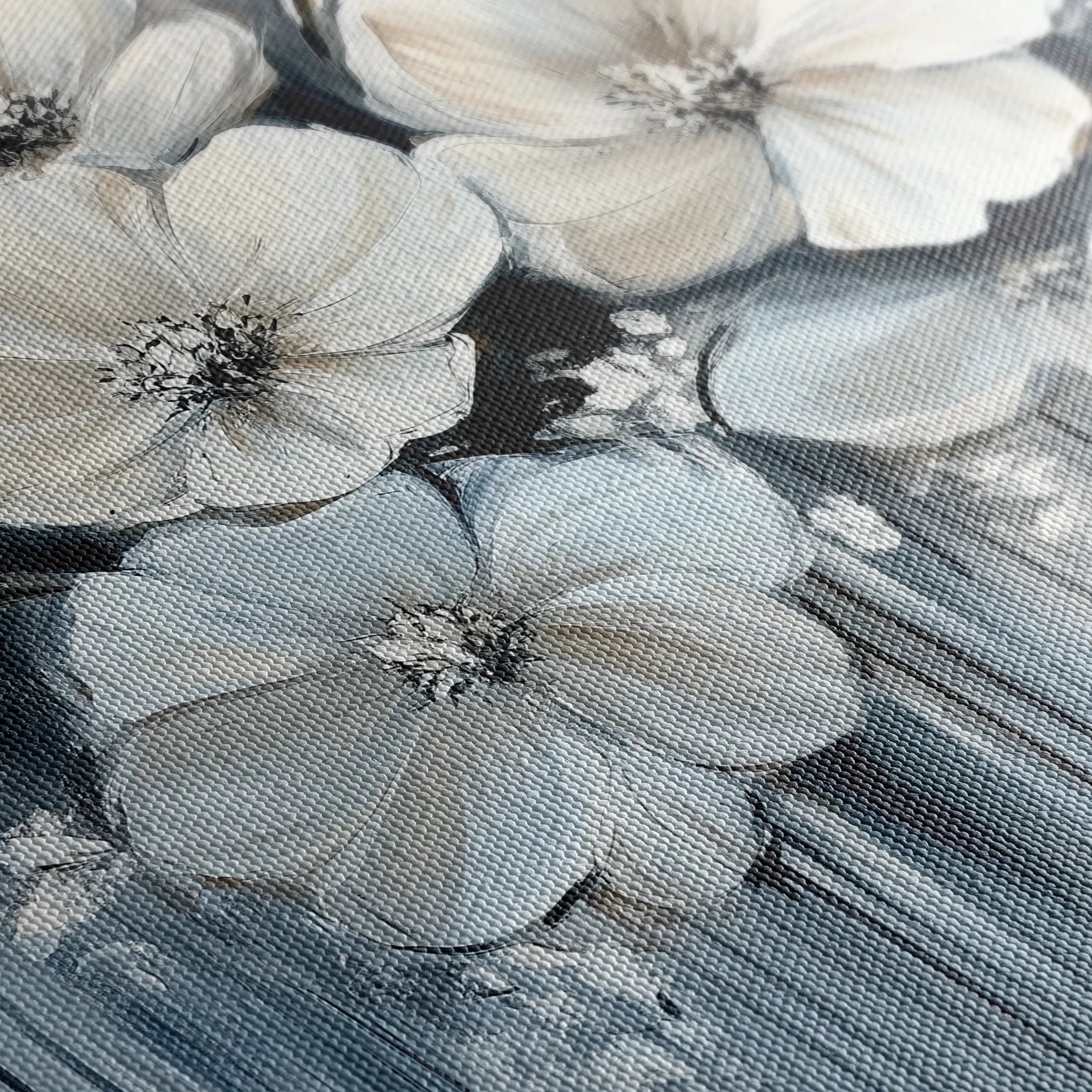 Floral 820 Canvas Art 18" x 24" / 45 x 60 cm / Black