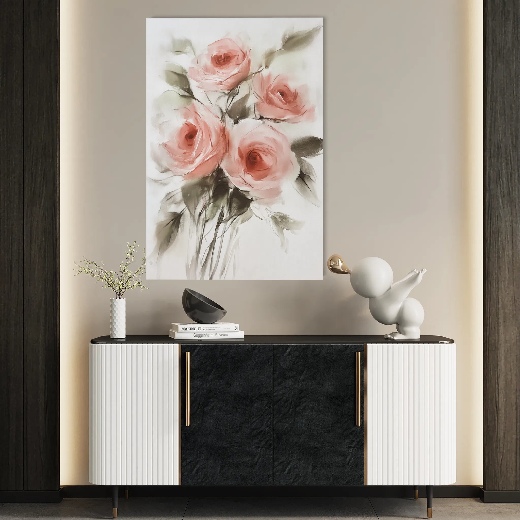 Floral 822 Canvas Art 18" x 24" / 45 x 60 cm / Black